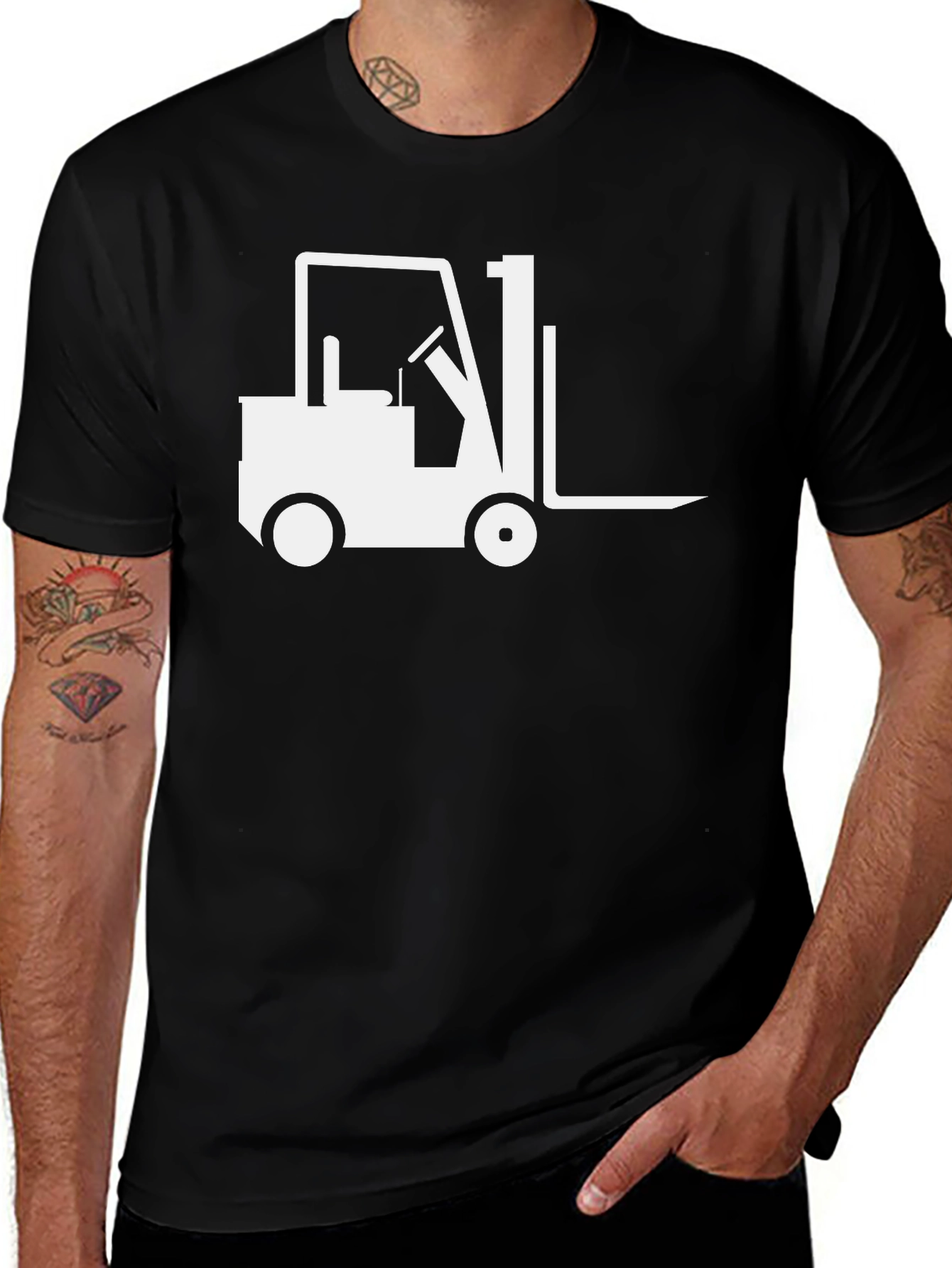 Variant 7 of Forklift Graphic Tee - Black Crew Neck T-Shirt