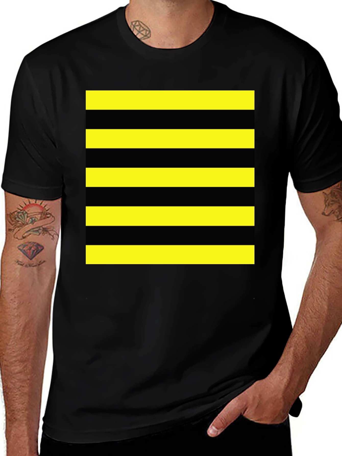 Variant 10 of Striped Graphic Tee - Black and Yellow