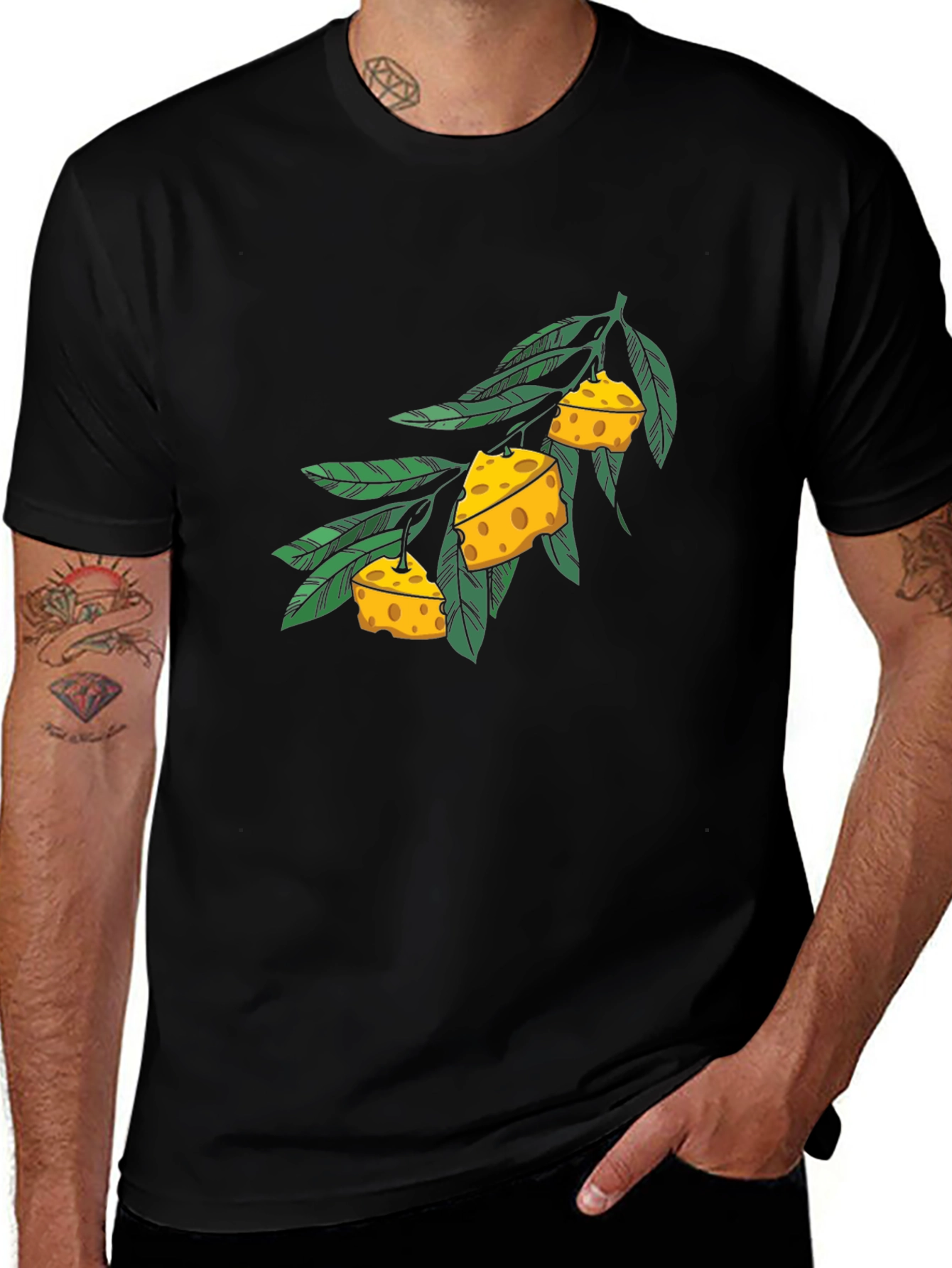 Cheese Branch Graphic Black T-Shirt