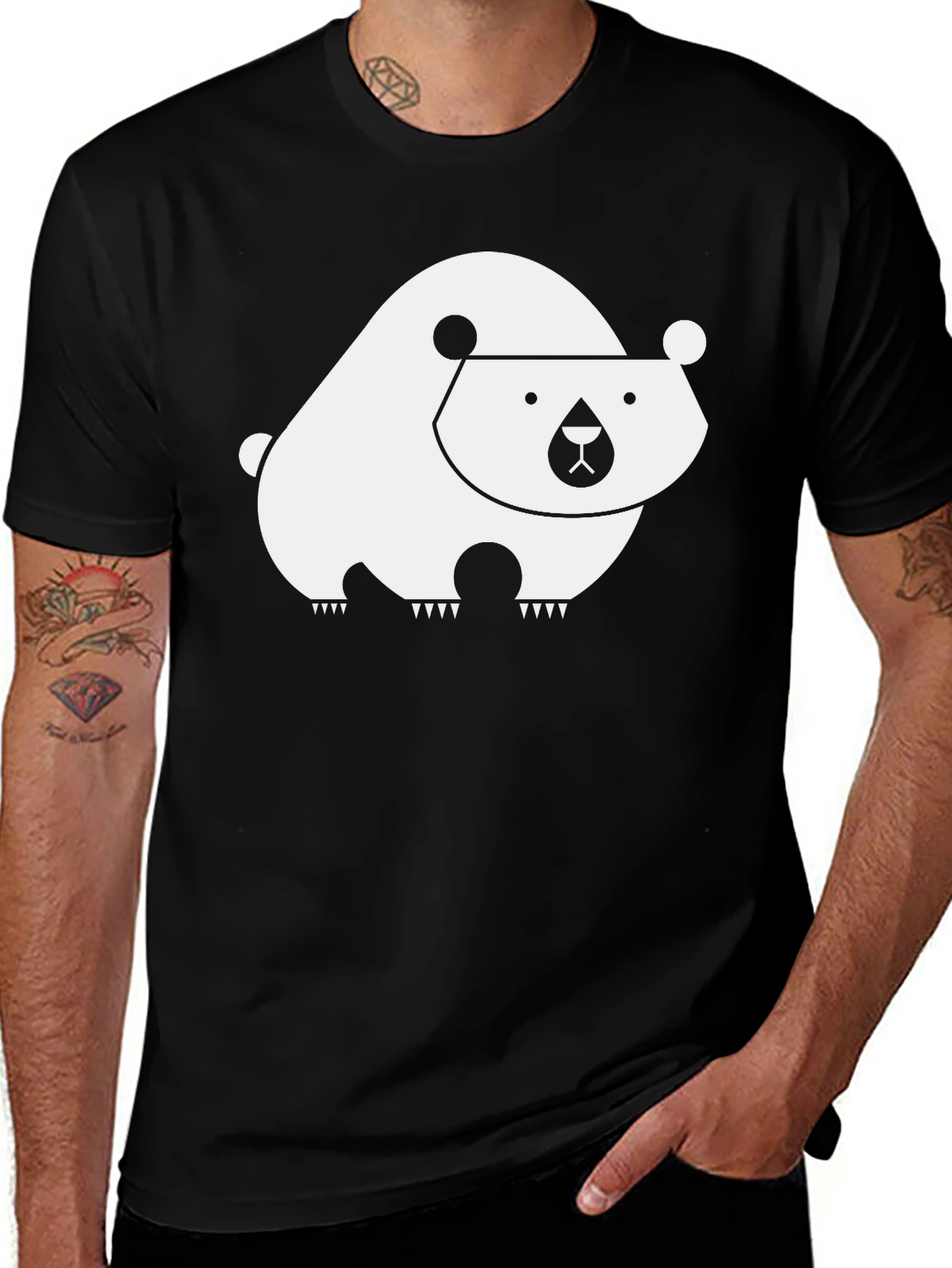 Variant 14 of Geometric Bear Graphic T-Shirt - Cool Minimalist Design