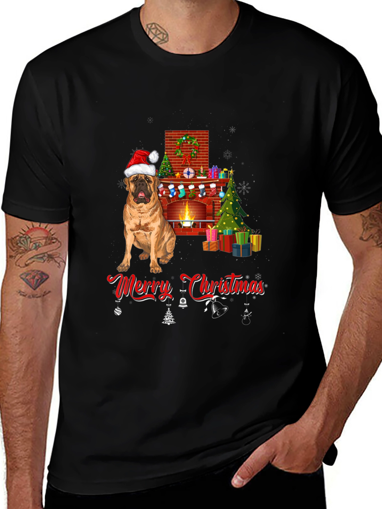 Dog Breed Christmas Fireplace T-Shirt