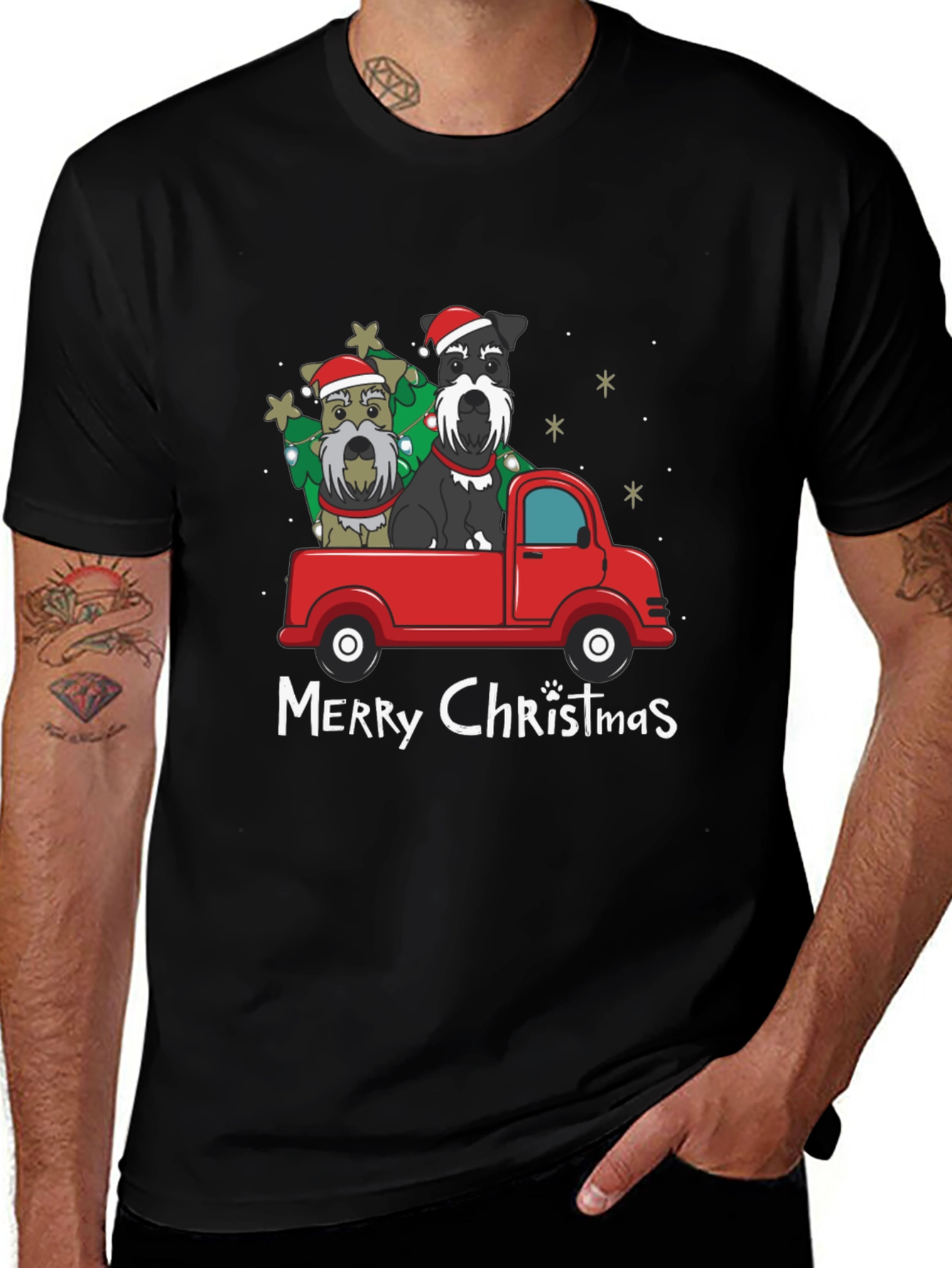 Christmas Schnauzer Truck Tee