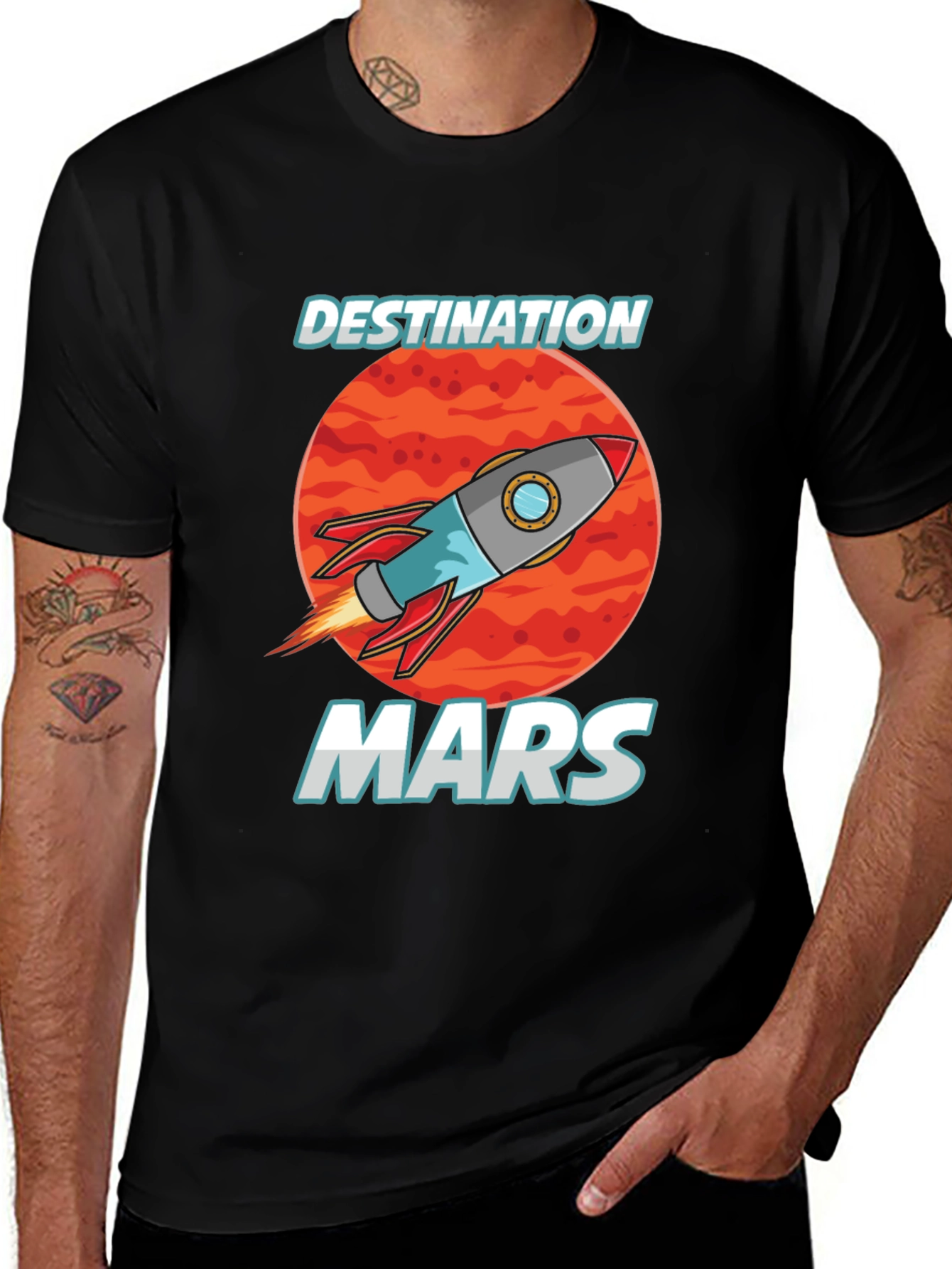 Destination Mars Graphic Tee - Space Rocket Design