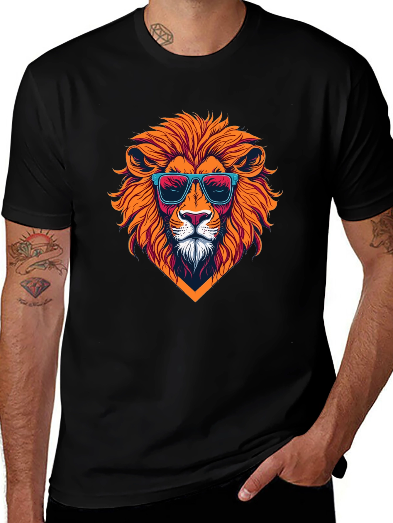 Variant 16 of Cool Lion Graphic T-Shirt - Men's Black Tee