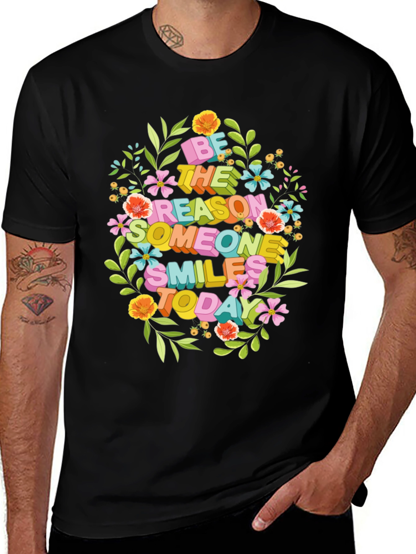 Variant 5 of Be The Reason T-Shirt - Floral Positive Tee
