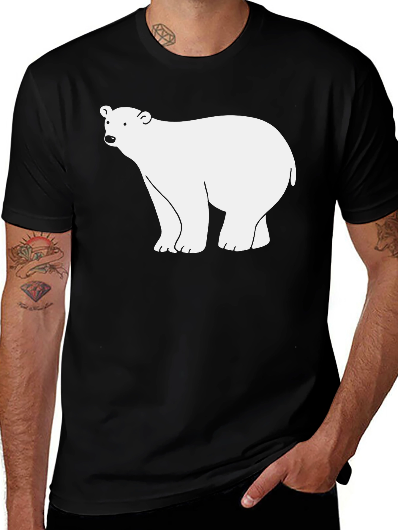 Variant 6 of Polar Bear Graphic Tee - Black Cotton T-Shirt