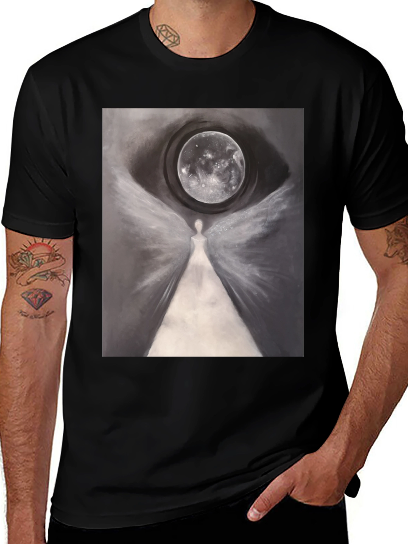 Variant 25 of Mystic Moon Portal Graphic Tee - Black
