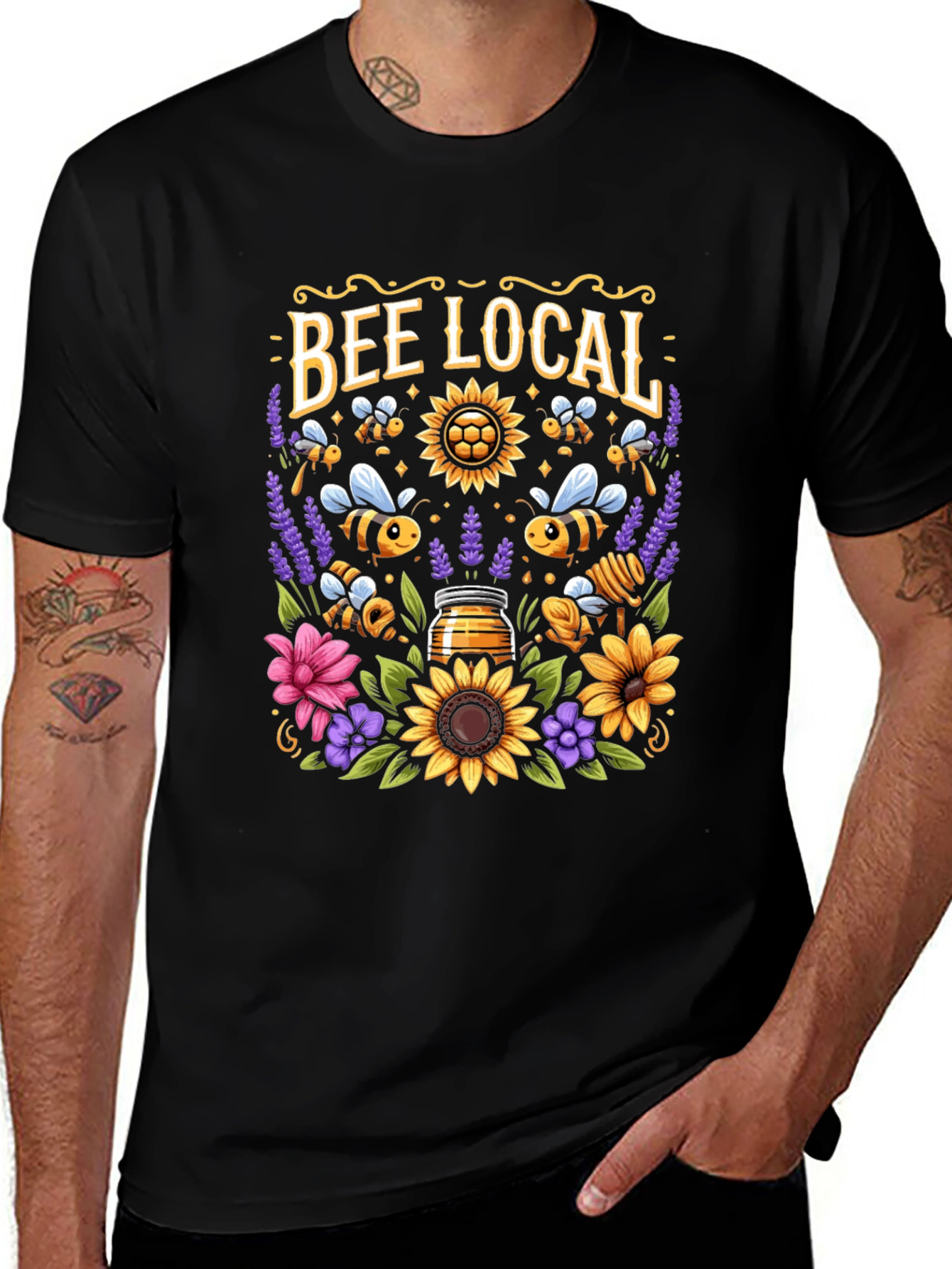 Variant 28 of Bee Local Graphic Tee - Black