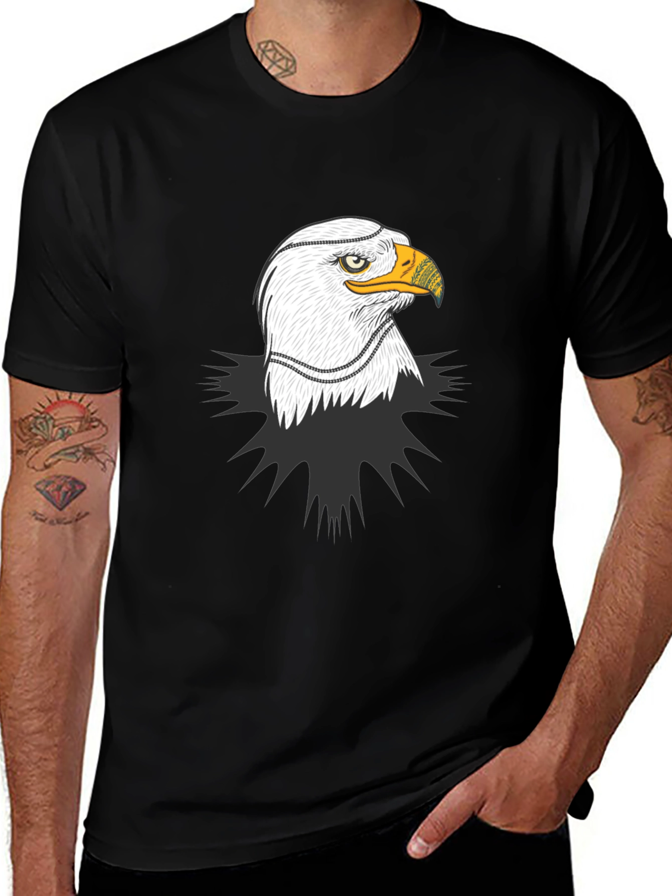 Variant 23 of Eagle Head Graphic Black T-Shirt