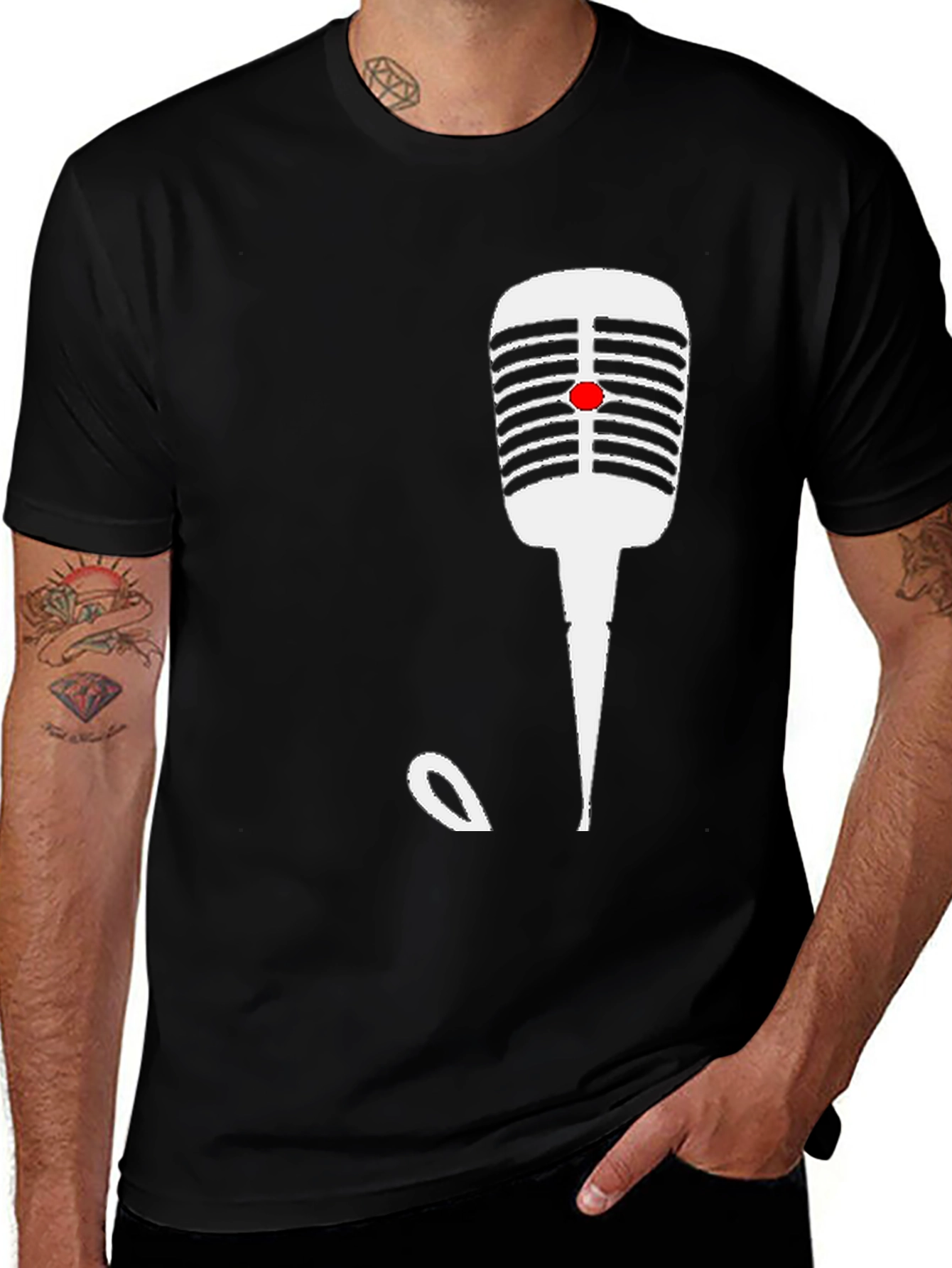 Variant 18 of Retro Microphone Graphic Tee - Black