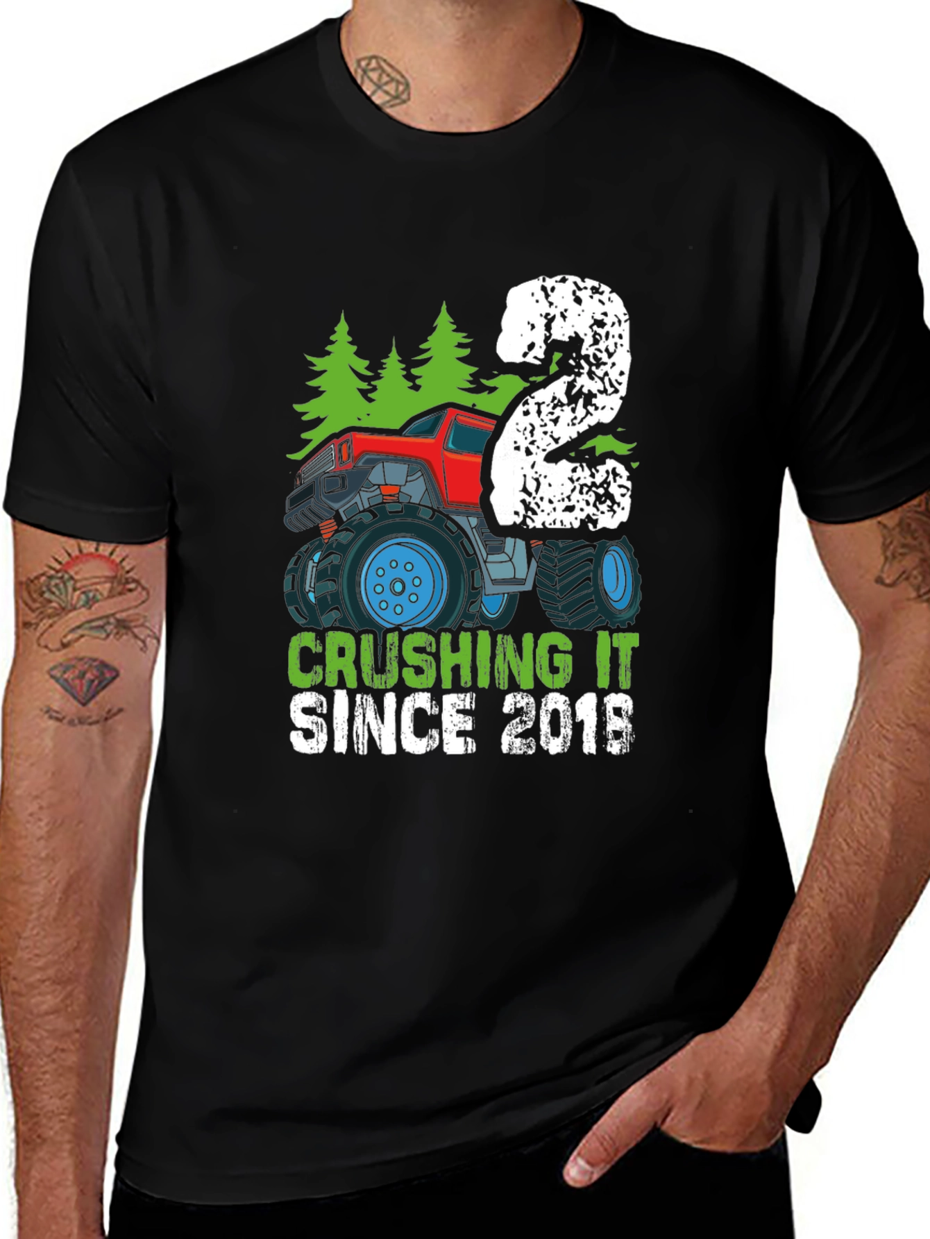 Crushing It Since 2018 2nd Birthday Monster Truck T-Shirt