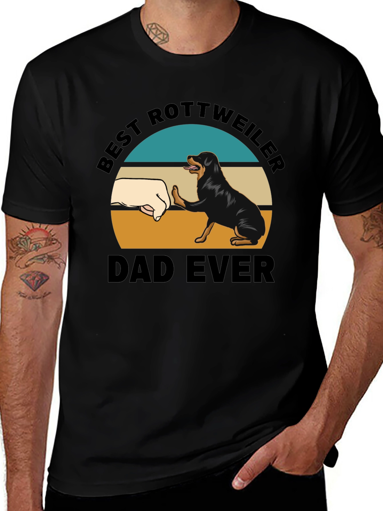 Variant 2 of Best Rottweiler Dad Ever T-Shirt - Black
