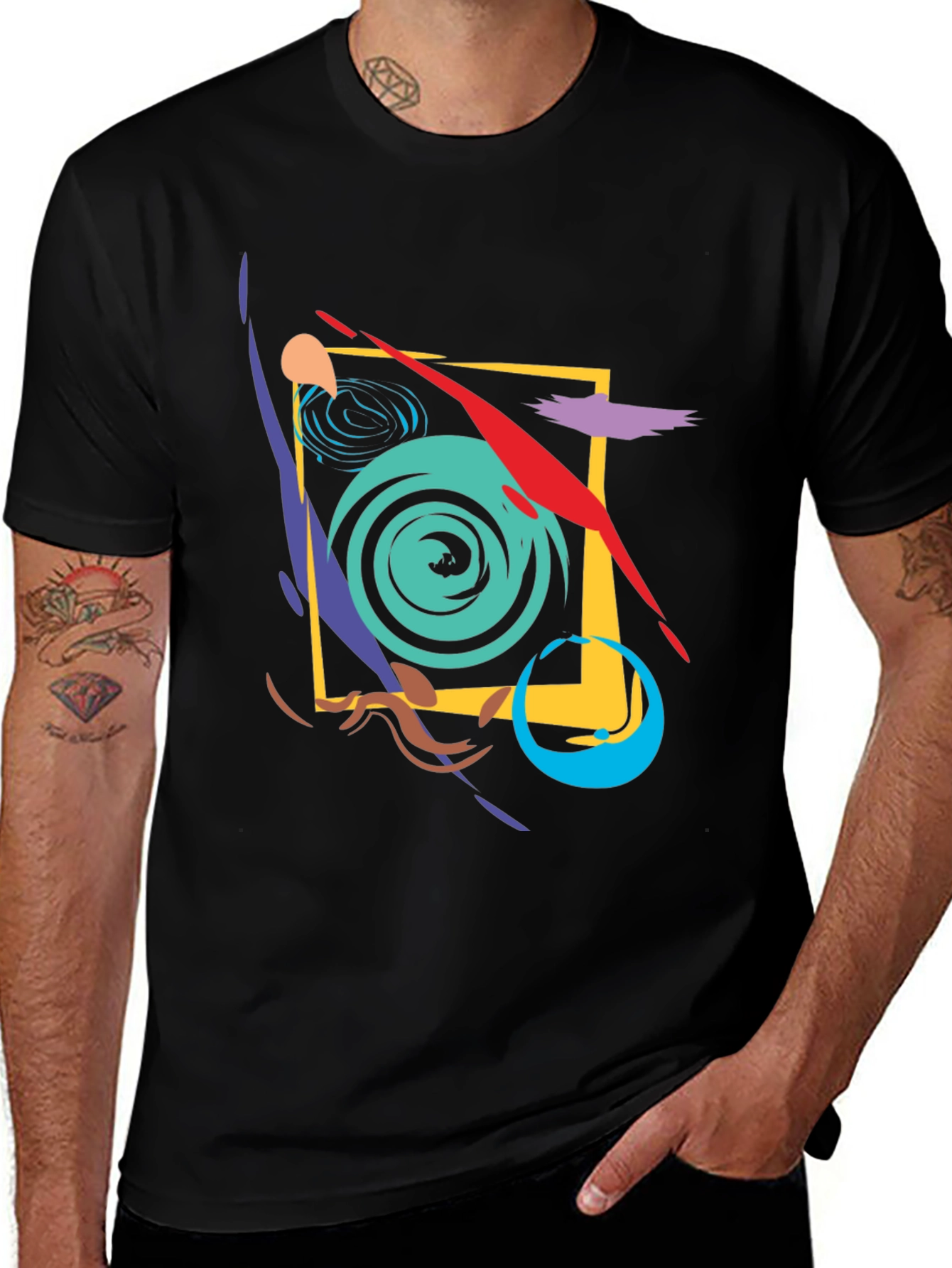Black Abstract Graphic Print Black T-Shirt main image