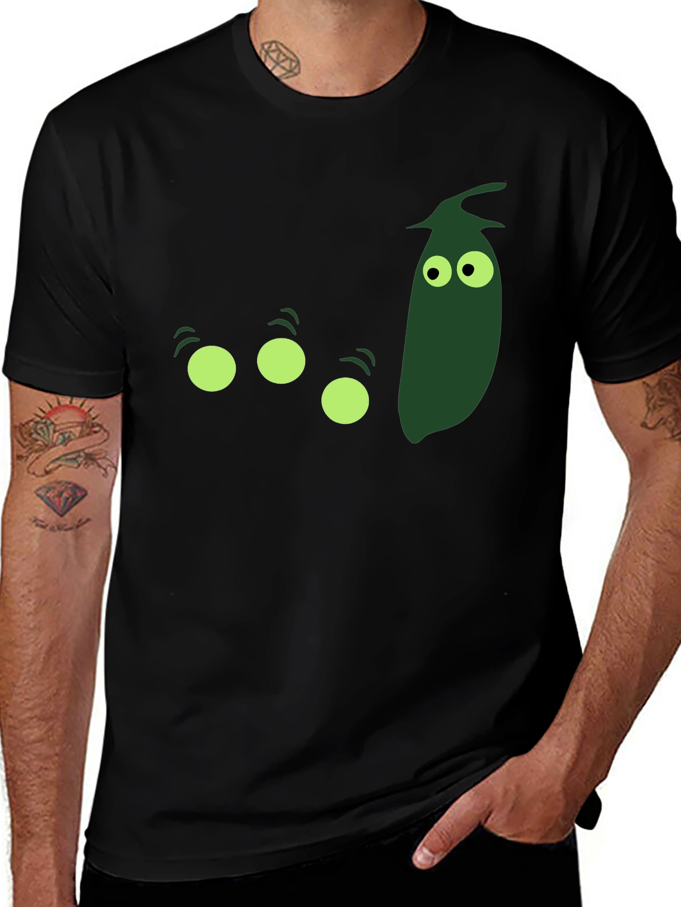 Variant 30 of Funny Pea Pod T-Shirt - Men's Black Graphic Tee