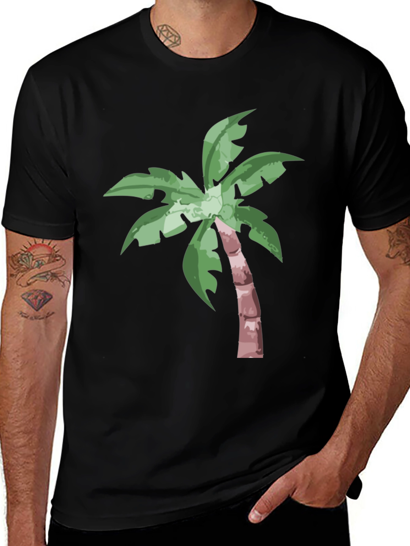 Variant 9 of Tropical Palm Tree Graphic Tee - Black