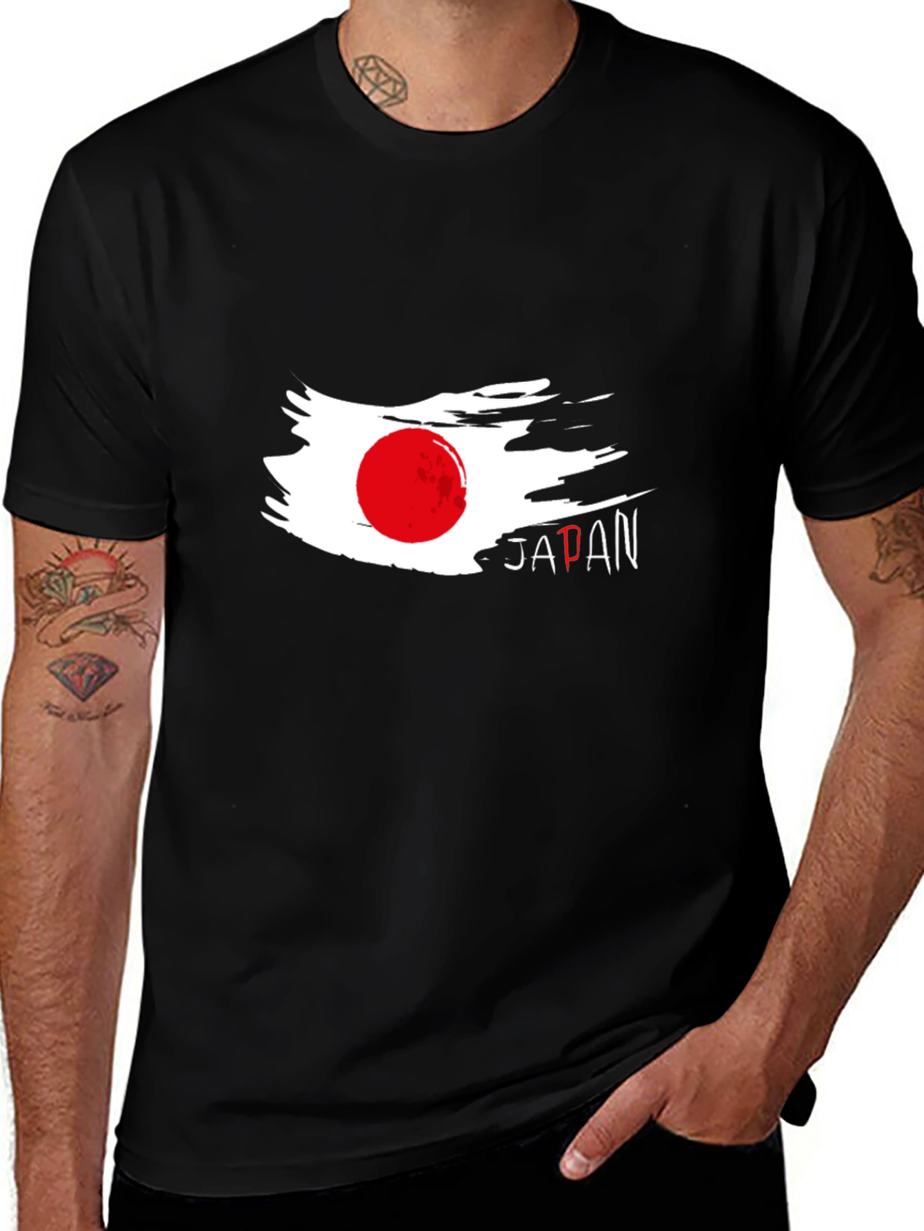 Japan Flag Graphic Tee - Brushstroke Style