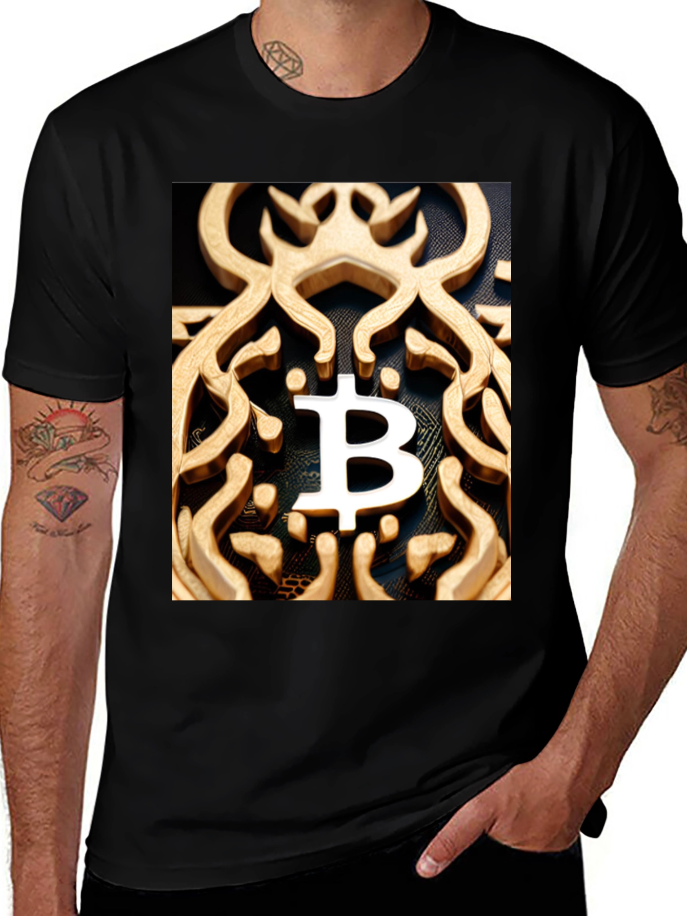 Variant 10 of Bitcoin Ornate Tee - Crypto Fashion