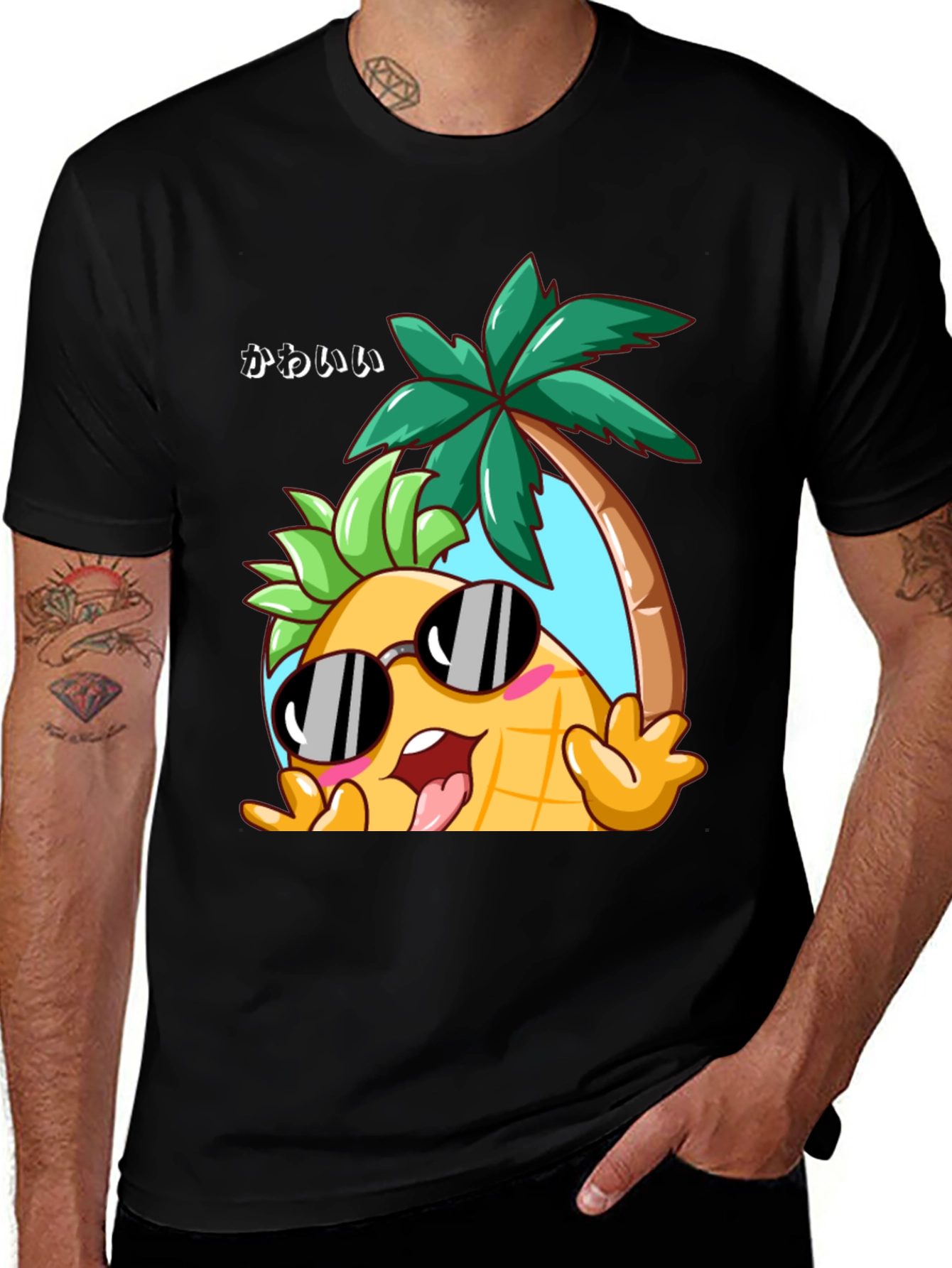 Variant 27 of Kawaii Pineapple Palm Tree Graphic T-Shirt