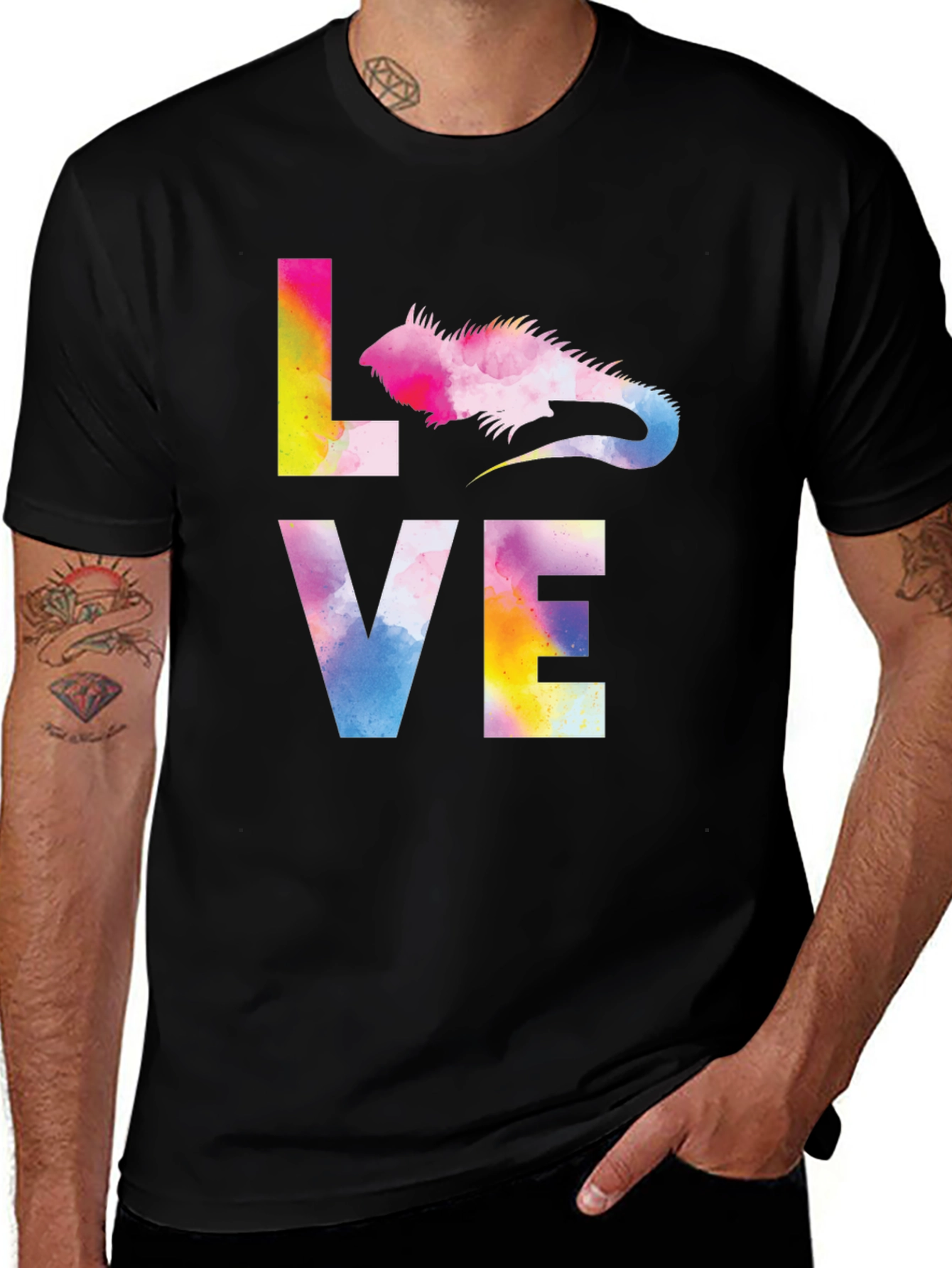 Iguana Love T-Shirt, Watercolor Design