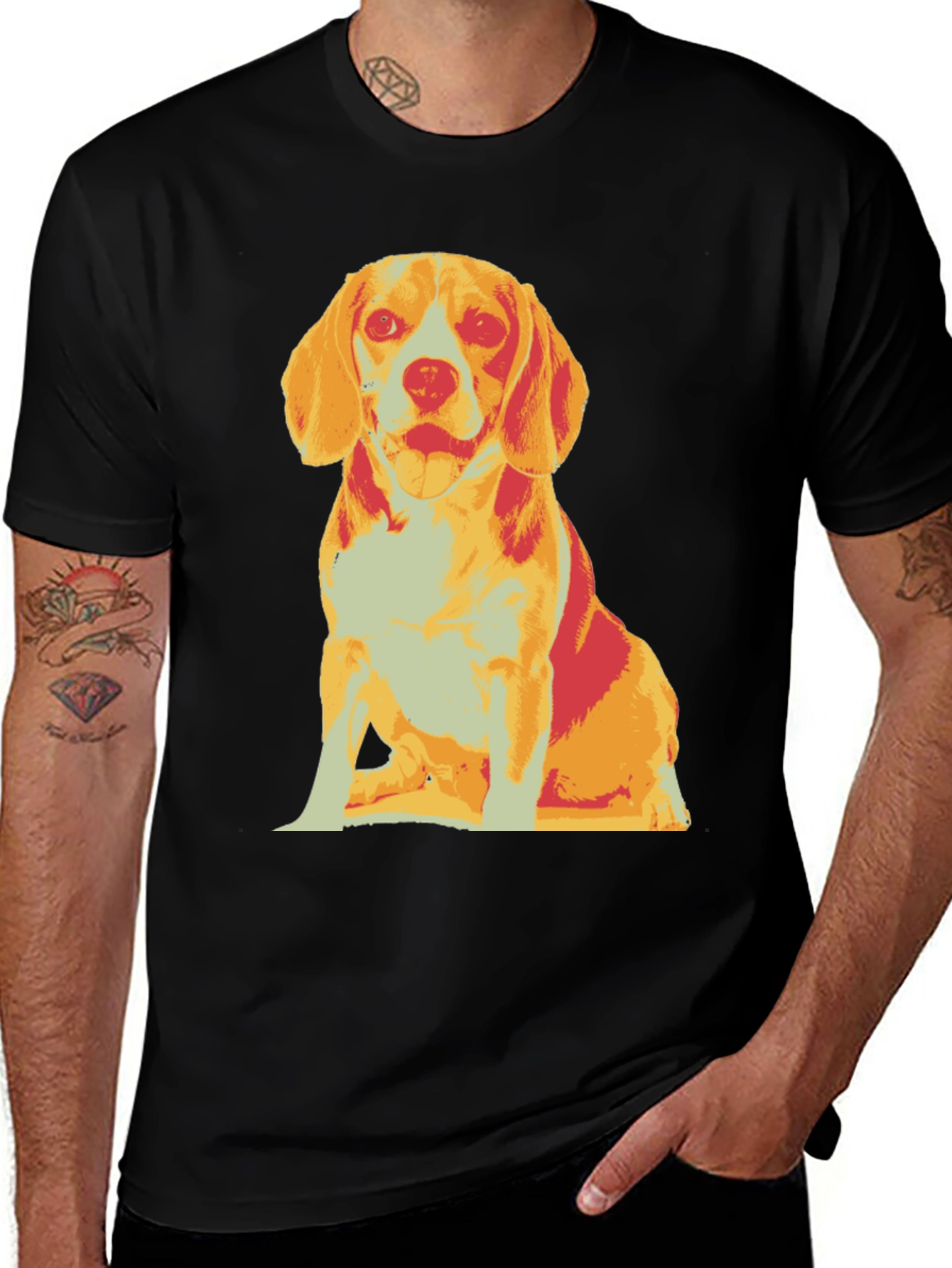 Variant 25 of Dog Graphic T-Shirt, Black Crew Neck, Casual Style