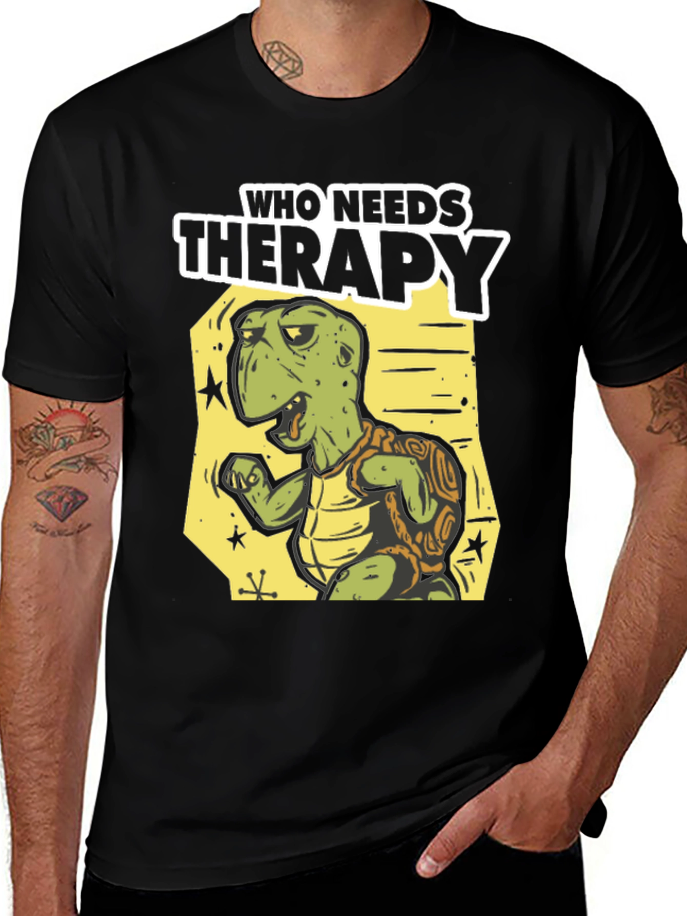 Variant 4 of Funny Turtle Therapy T-Shirt - Unique Design