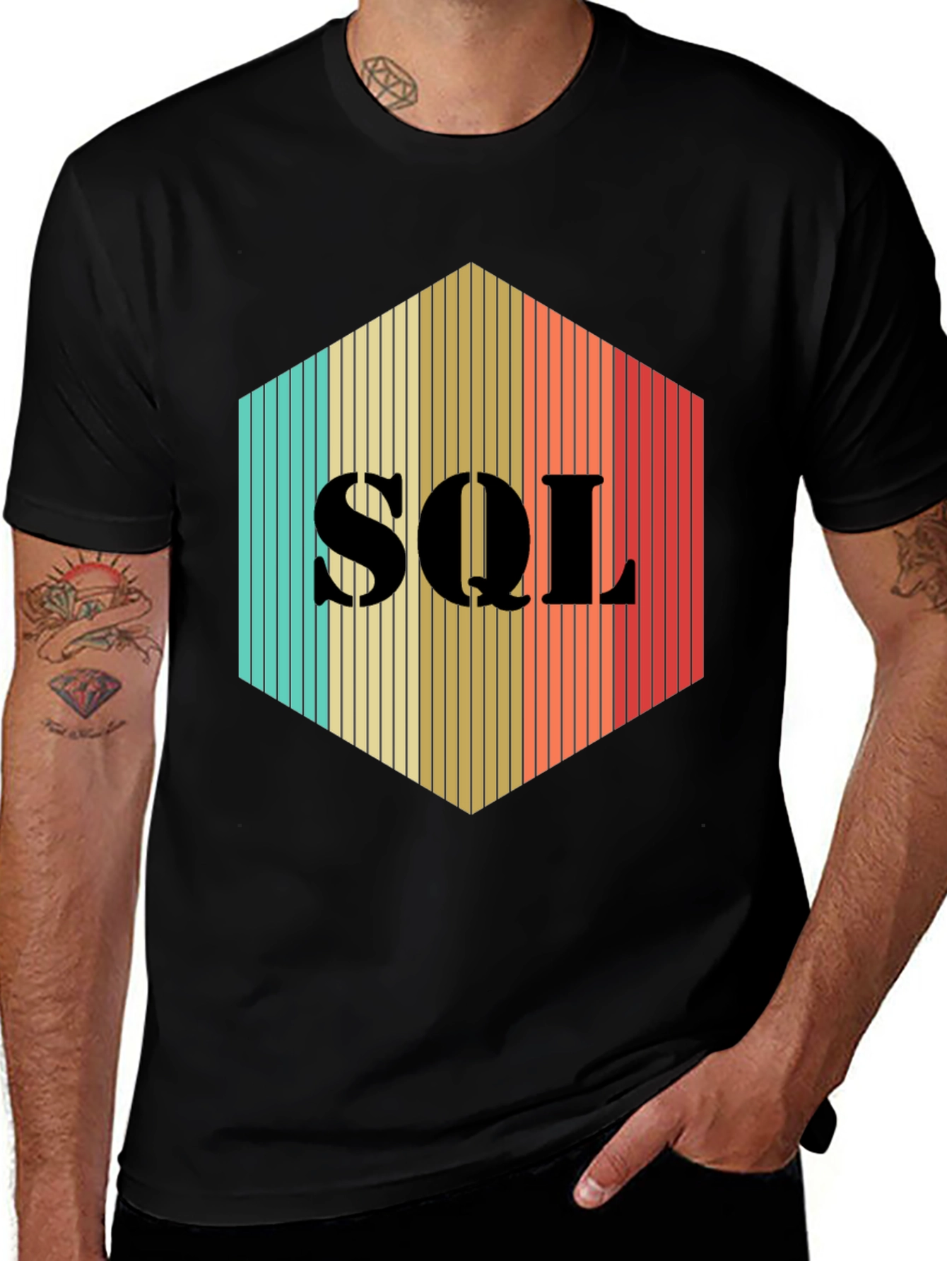 SQL Hexagon T-Shirt - Retro Programmer Tee