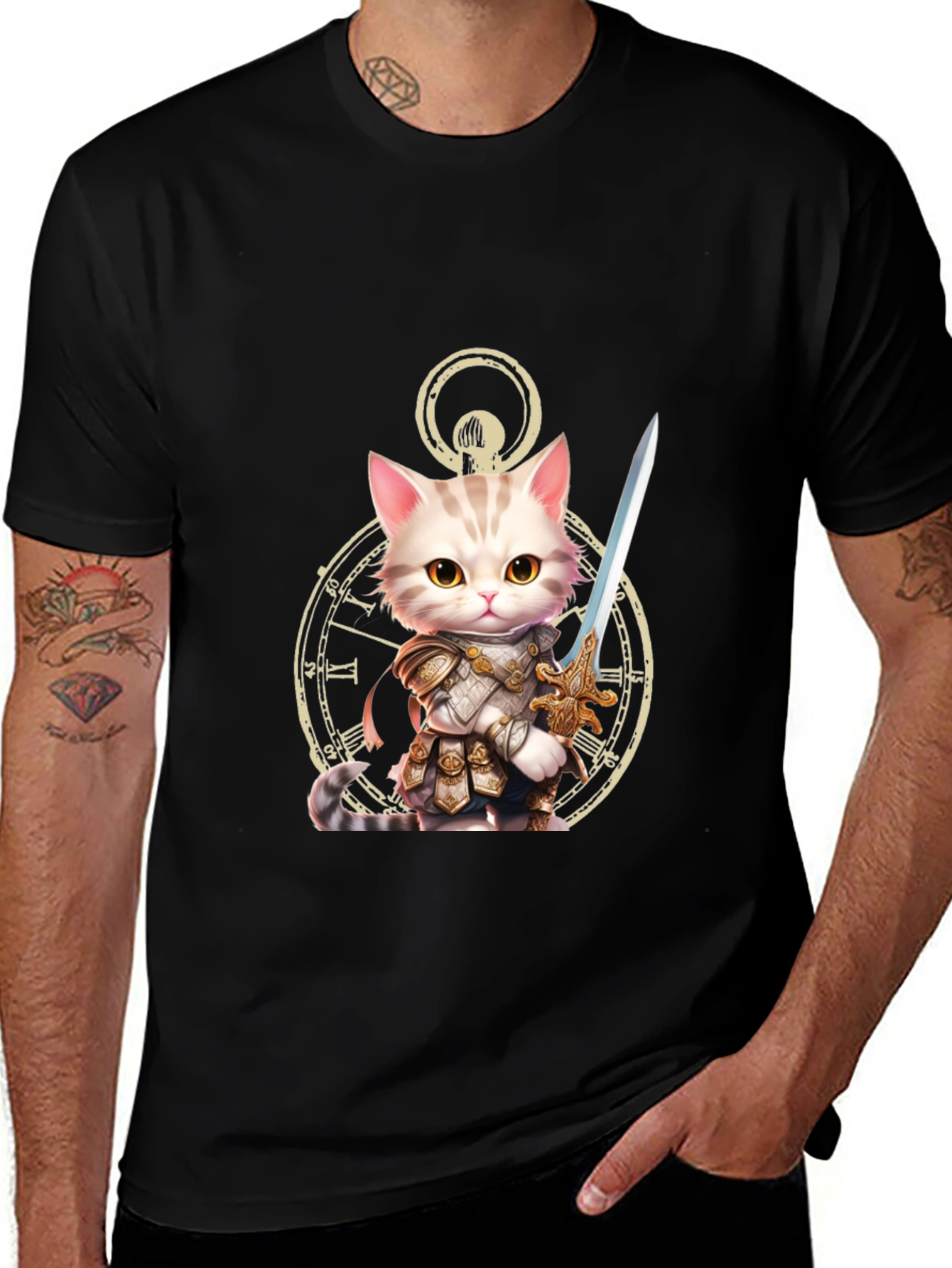 Variant 12 of Cat Knight T-Shirt - Whimsical Warrior Design