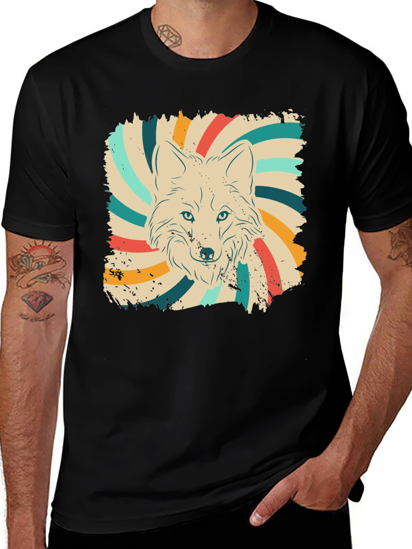Variant 15 of Retro Wolf Graphic Tee - Vintage Style