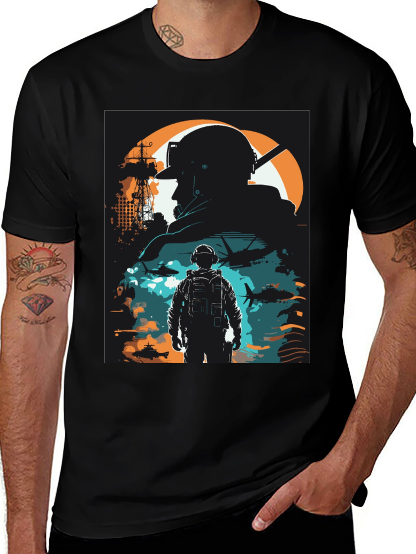 Variant 7 of Military Graphic Black T-Shirt