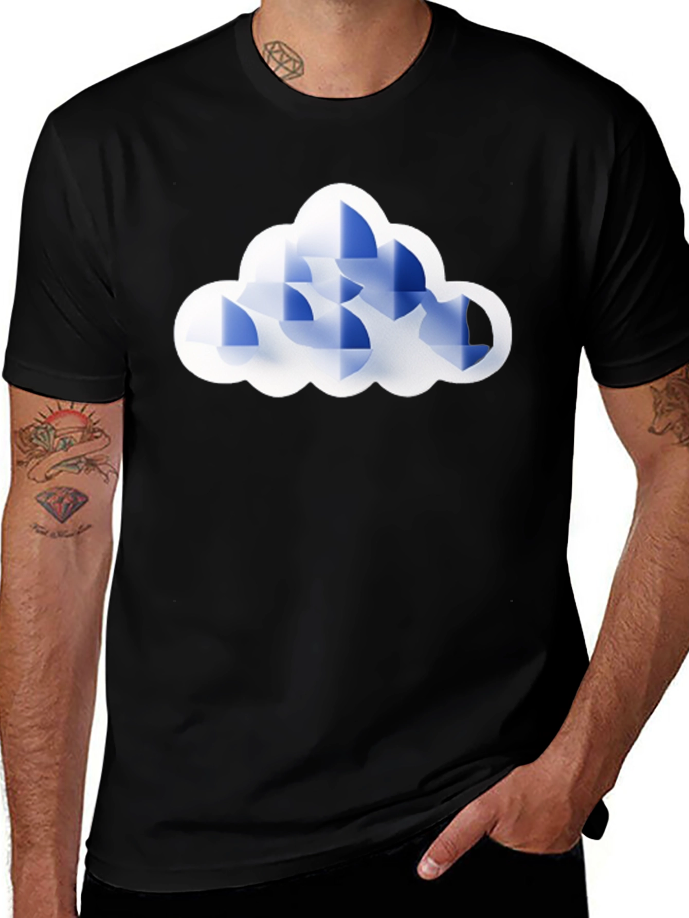 Variant 27 of Geometric Cloud Graphic Tee - Black