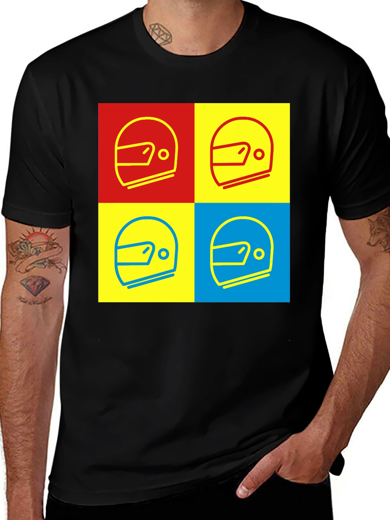 Variant 2 of Retro Racing Helmet Pop Art Graphic T-Shirt