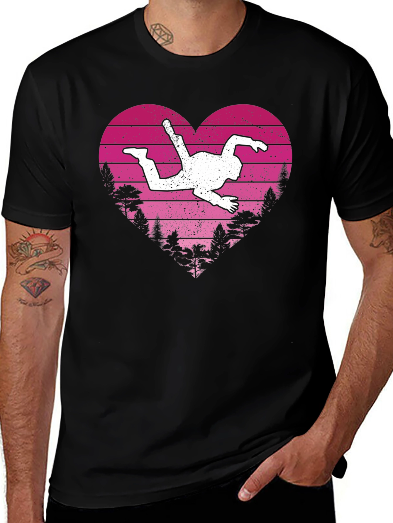 Variant 3 of Skydiving Heart Graphic Tee - Black