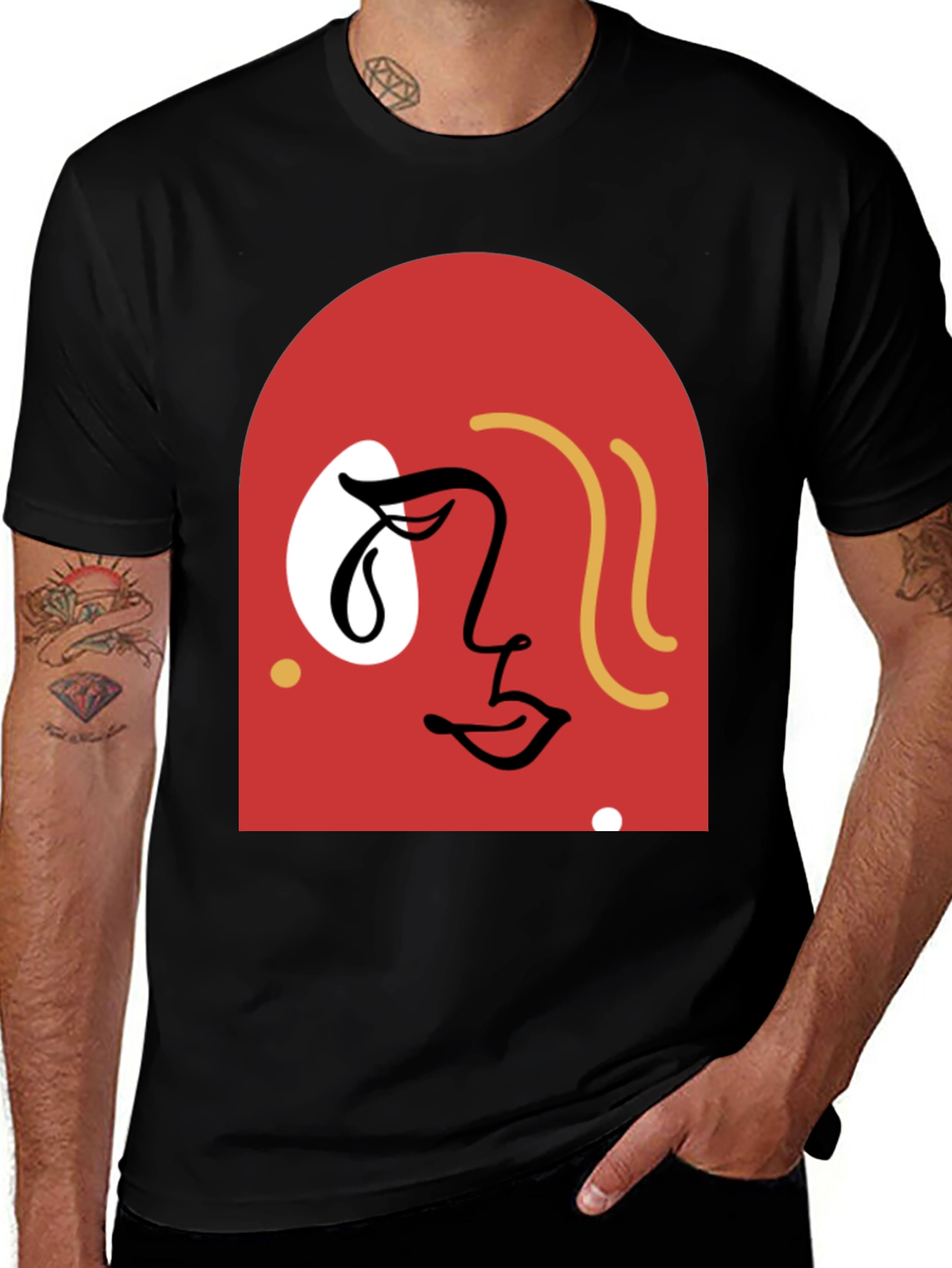 Variant 8 of Abstract Face Graphic Tee - Modern Art Shirt