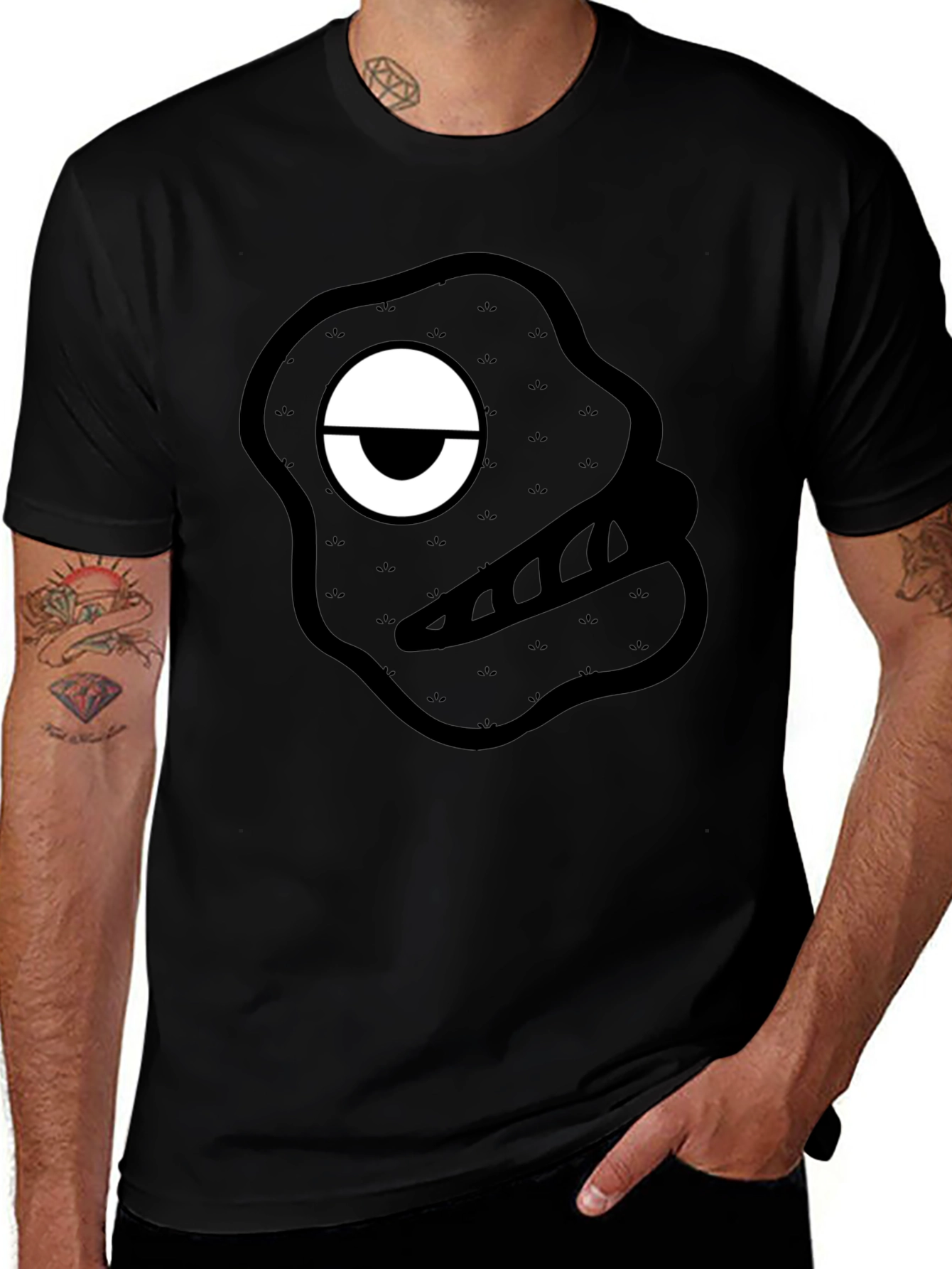 Variant 11 of Monster Graphic Print Black T-Shirt