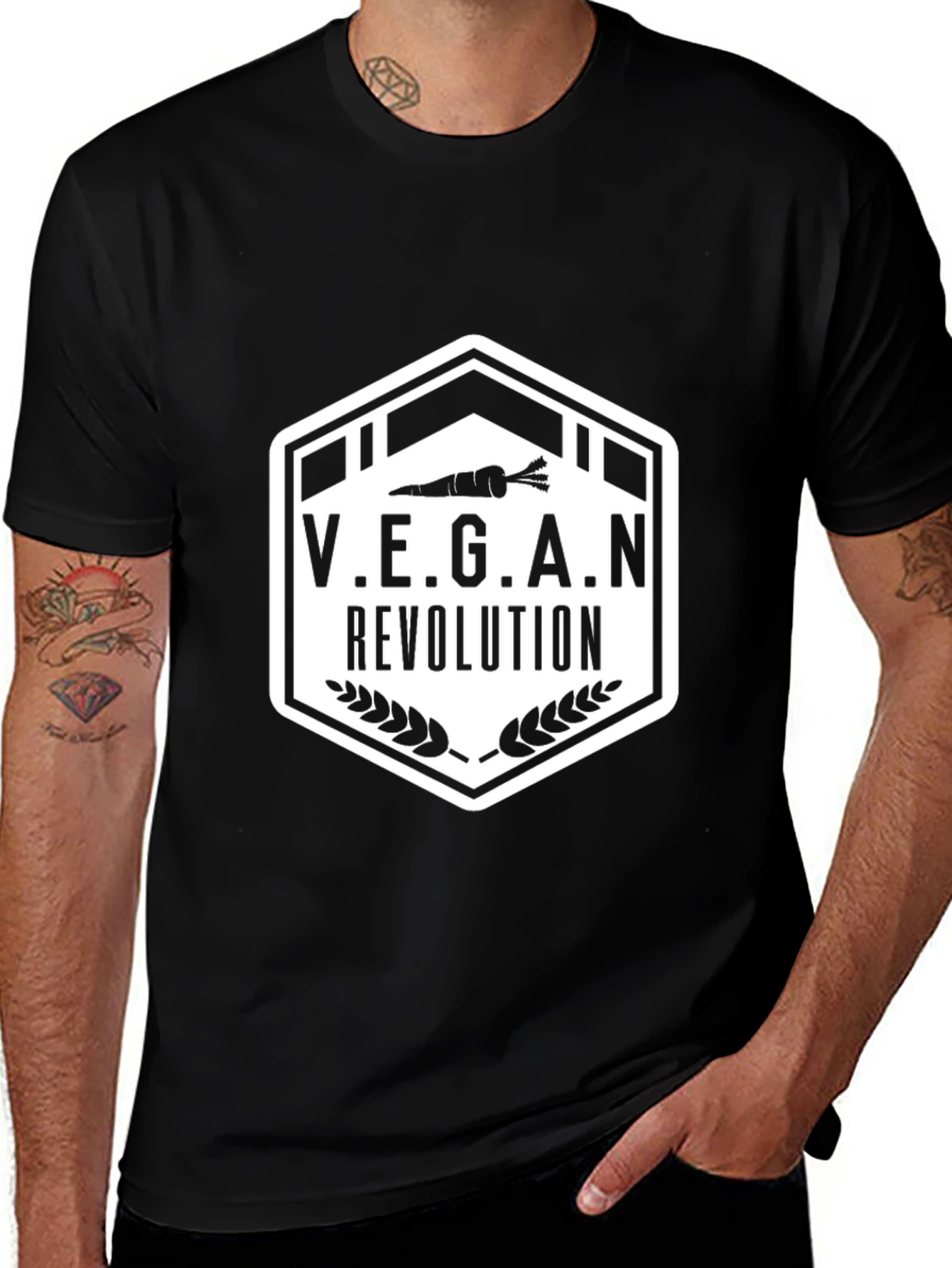 Variant 20 of Vegan Revolution Graphic Tee - Black Cotton Shirt