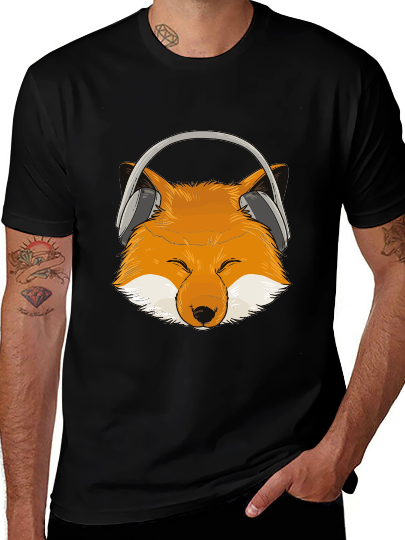 Variant 8 of Fox Headphone T-Shirt - Cool Animal Design