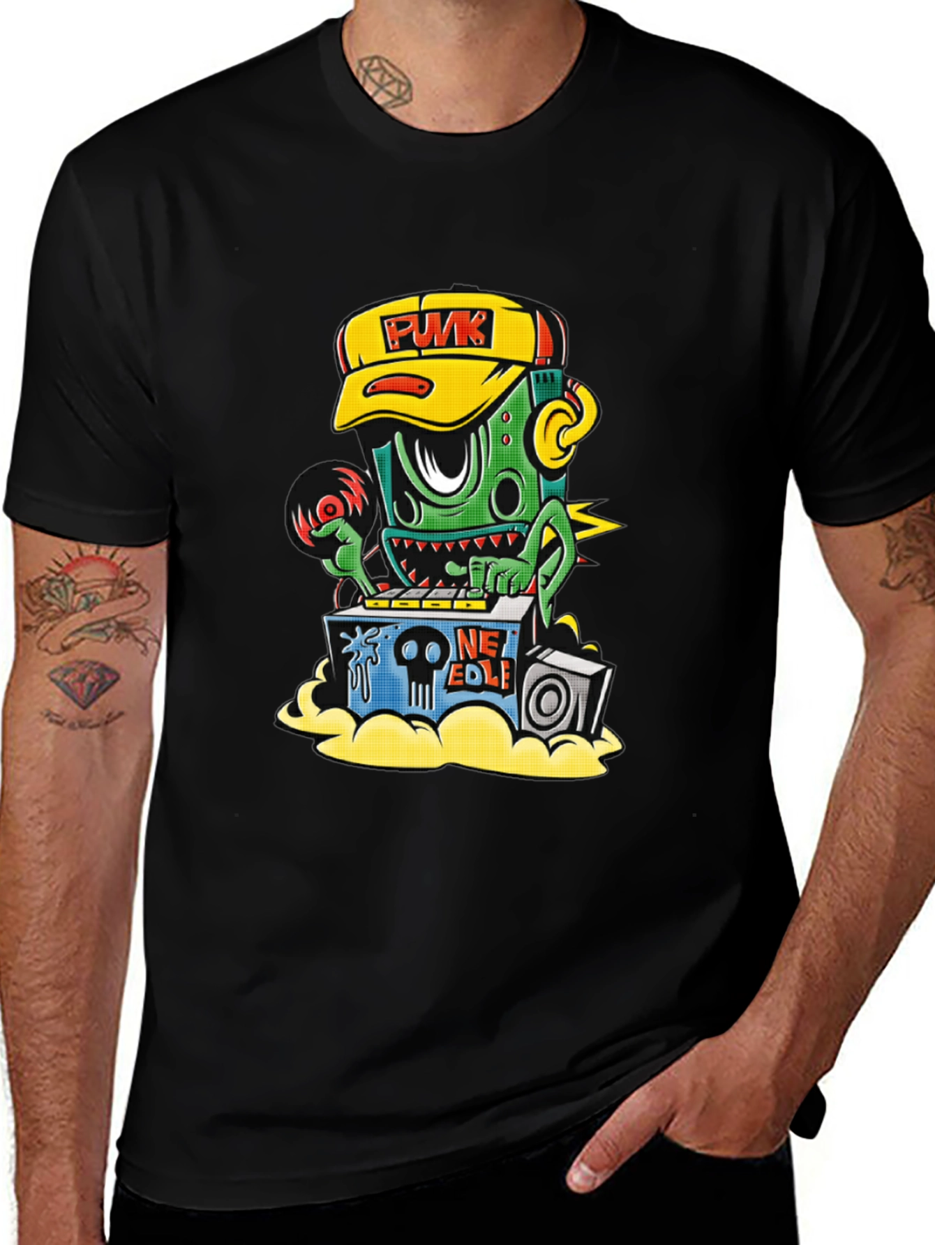 Punk DJ Graphic Black T-Shirt