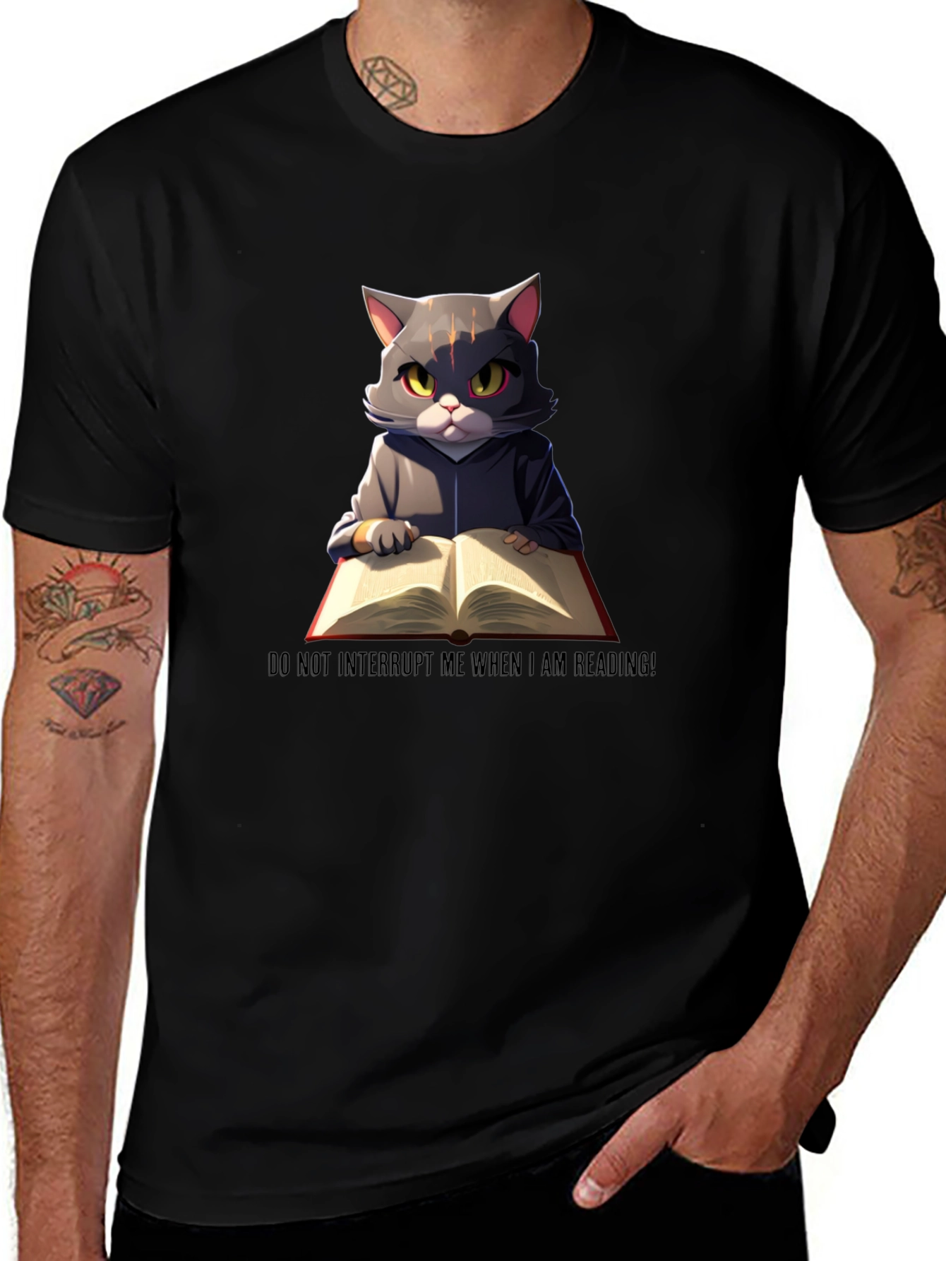 Variant 14 of Reading Cat Graphic T-Shirt - Do Not Disturb