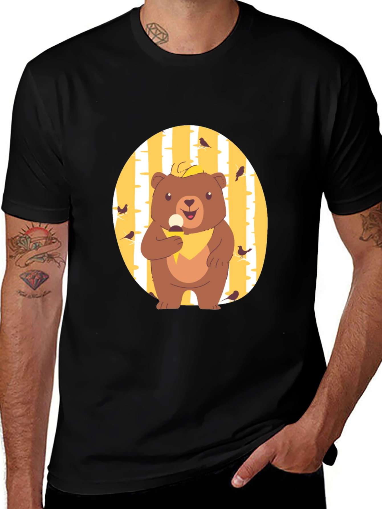 Variant 28 of Bear Eating Ice Cream Graphic Tee