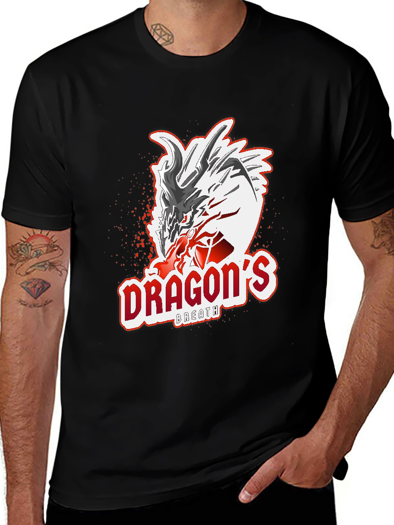 Variant 22 of Dragon's Breath Graphic Tee - Black Cotton T-Shirt