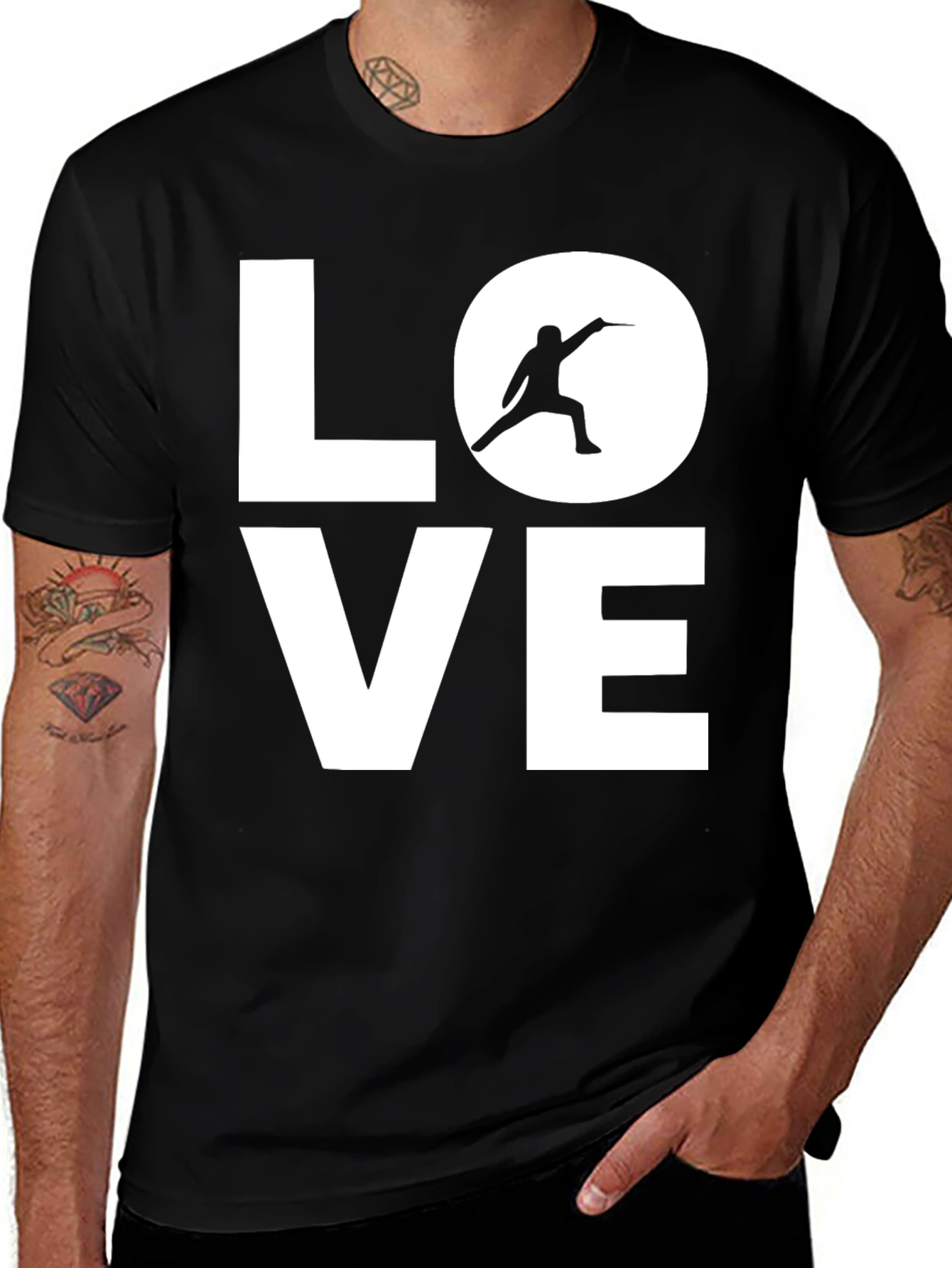 Variant 7 of Fencing Love Graphic Tee - Black Cotton T-Shirt