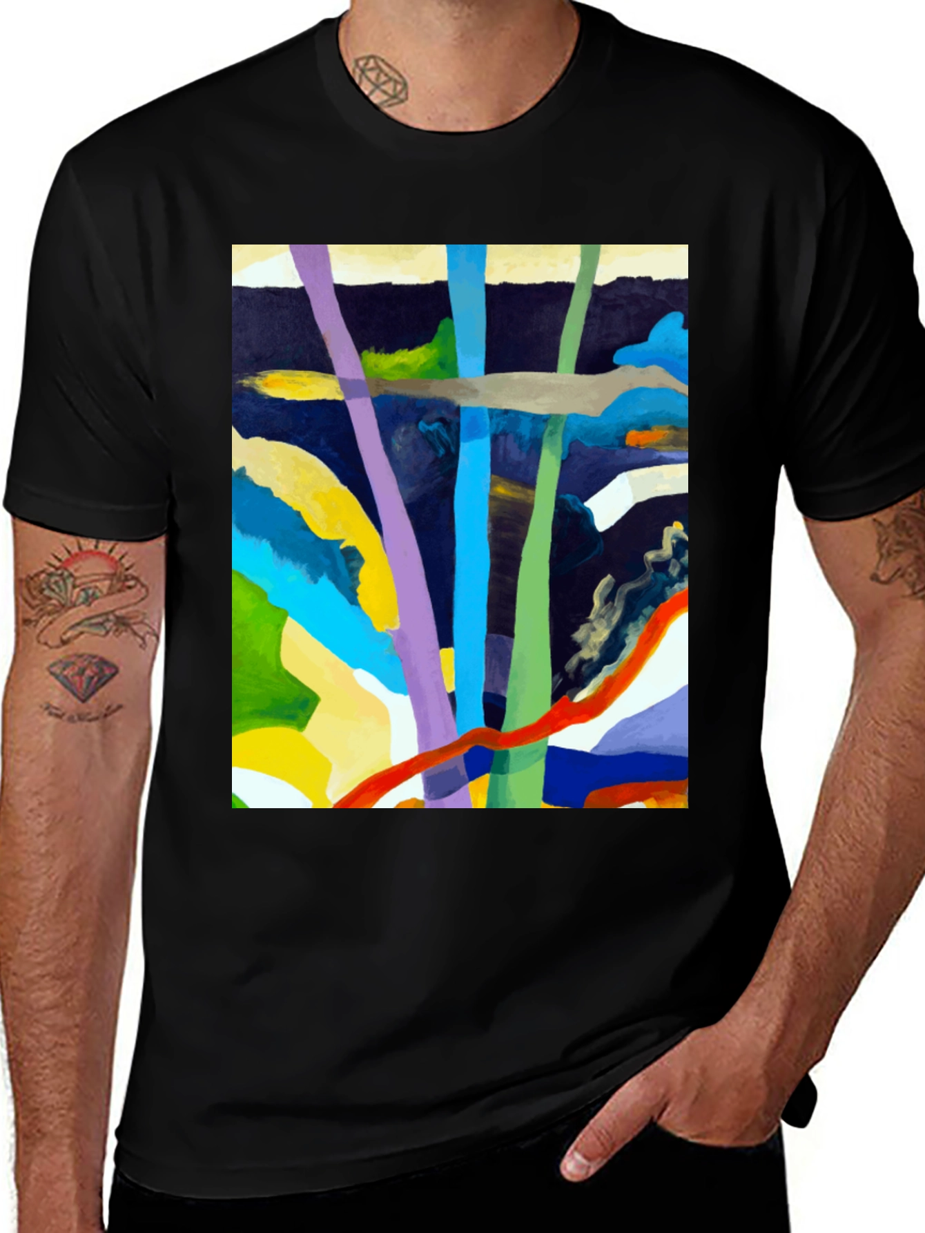 Variant 11 of Abstract Art Graphic Tee - Bold Colors, Modern Design