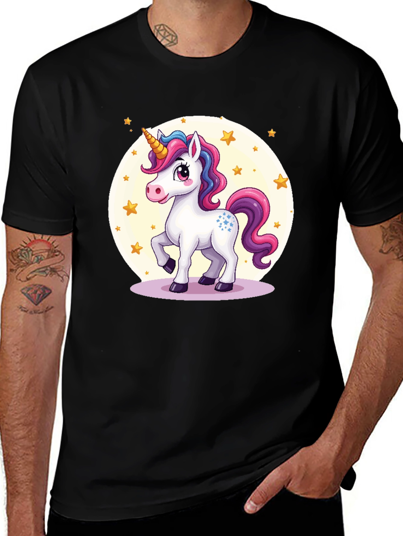 Variant 27 of Unicorn Graphic Tee - Black Cotton Blend