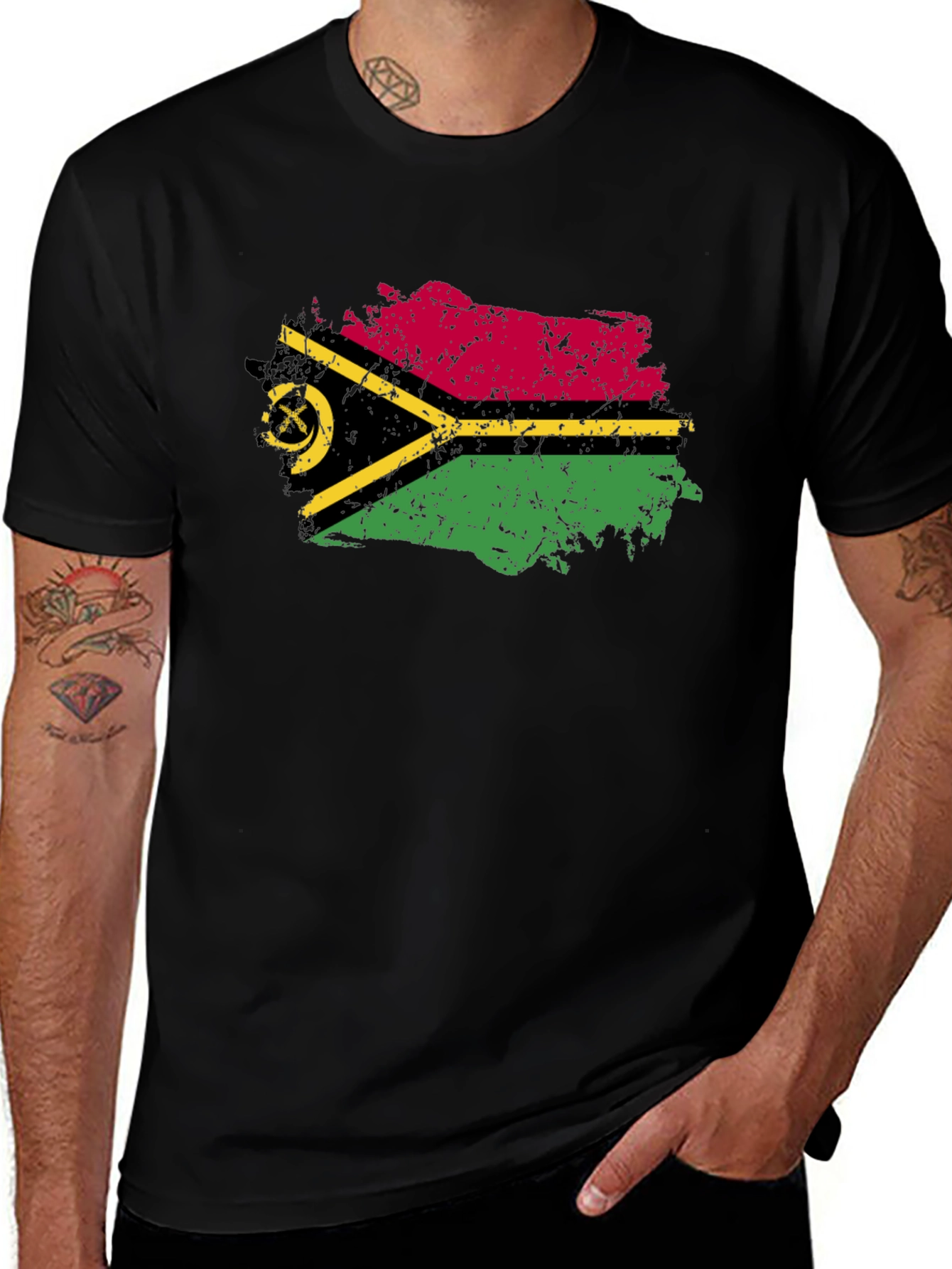 Vanuatu Flag Graphic T-Shirt - Black