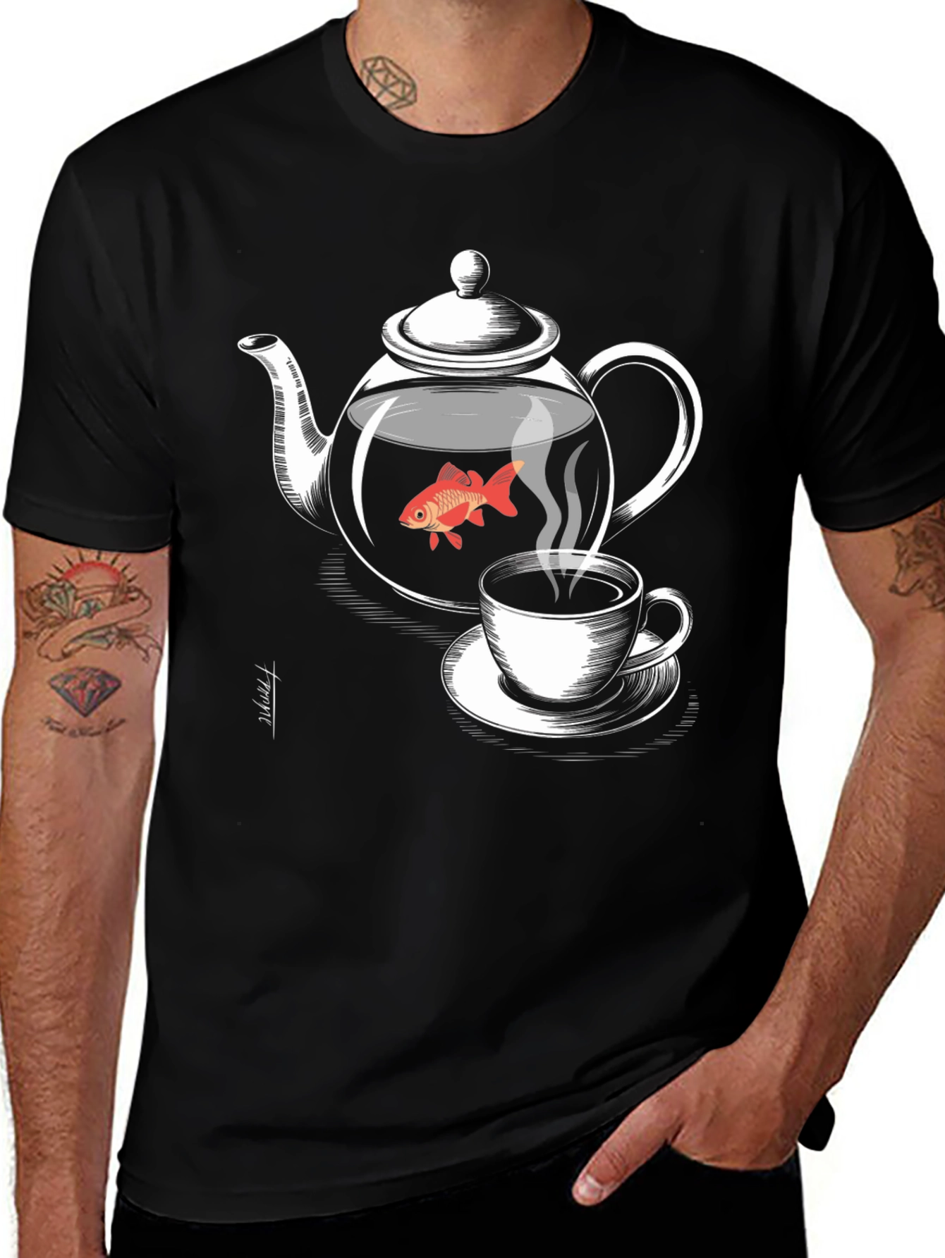 Variant 14 of Teapot Goldfish Graphic T-Shirt - Unique Design