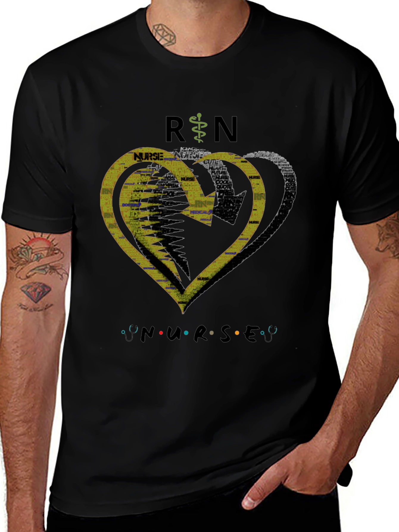 Variant 29 of RN Nurse Heart Graphic T-Shirt