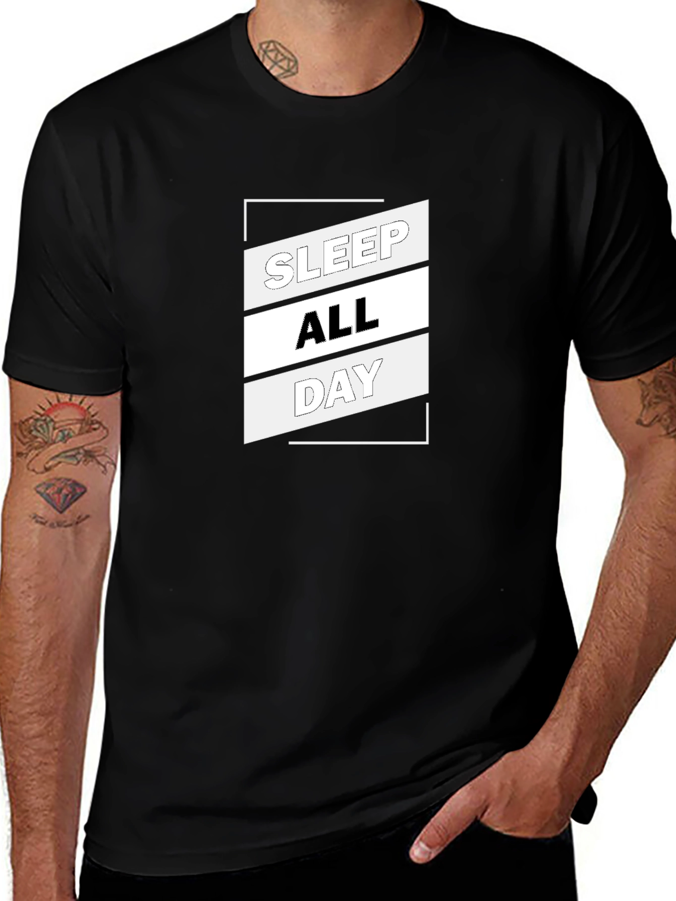 Sleep All Day Graphic T-Shirt - Black