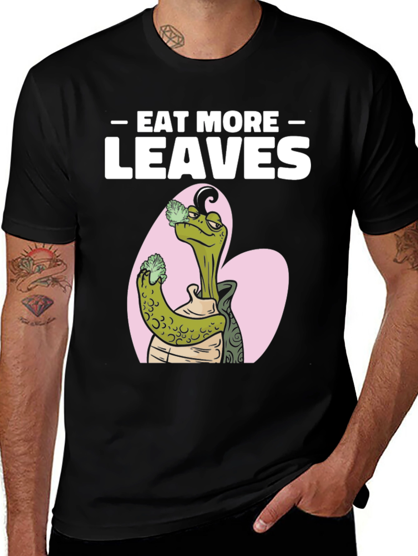 Variant 7 of Eat More Leaves T-Shirt Turtle Cartoon Novelty Tee