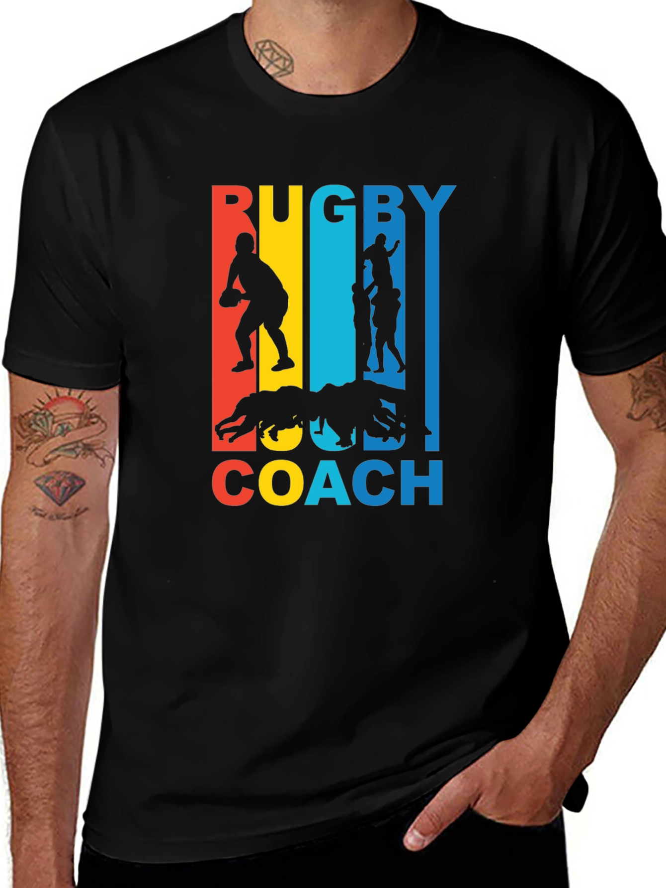 Variant 25 of Rugby Coach T-Shirt, Black, Retro Design