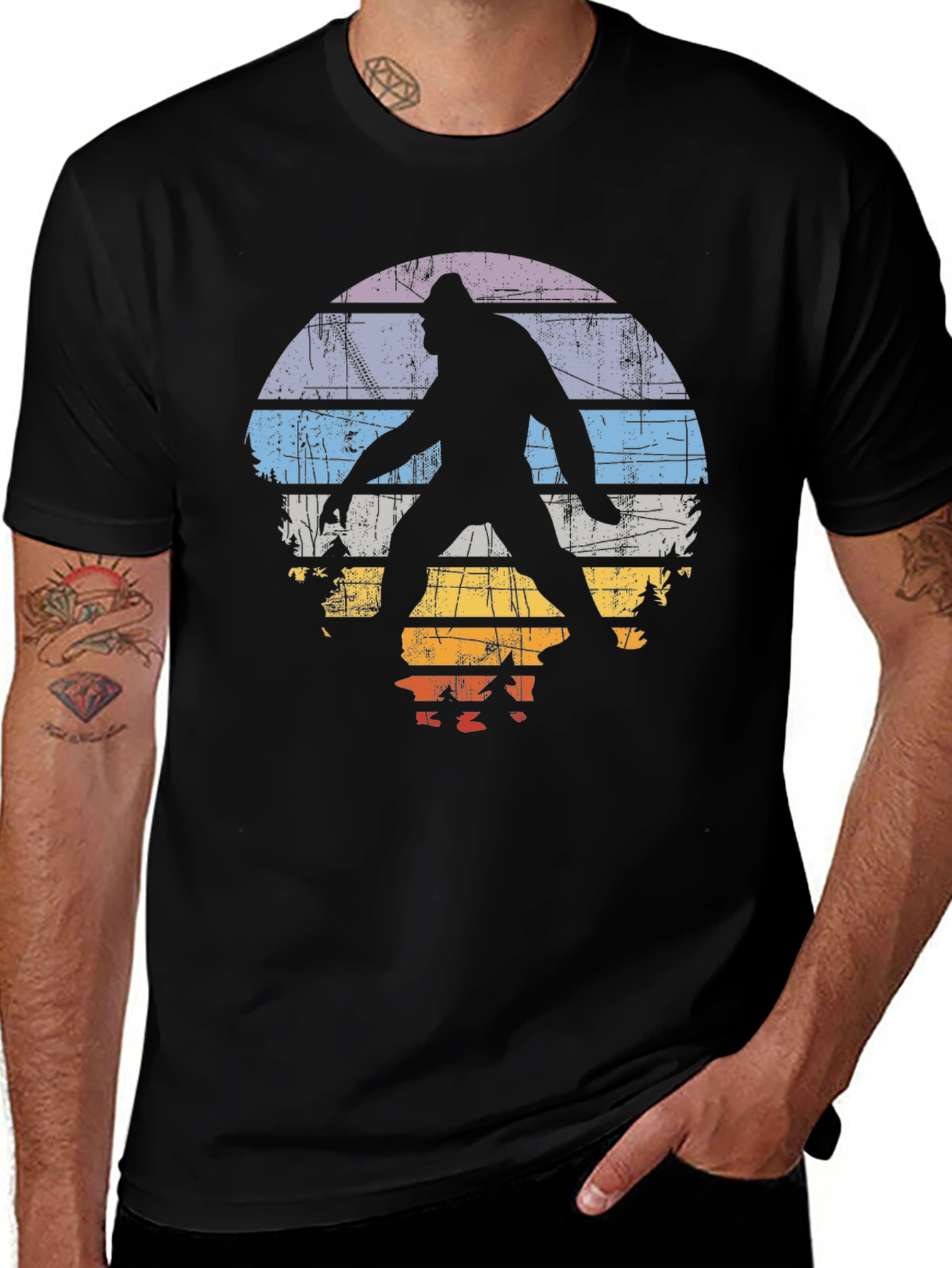 Black Retro Bigfoot T-Shirt main image